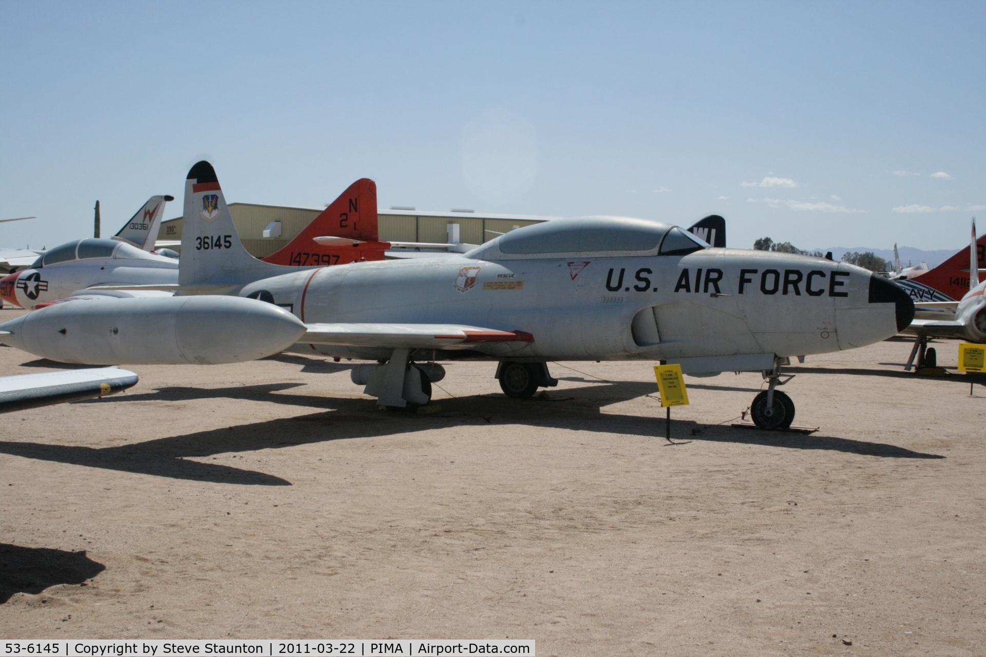 53-6145, 1953 Lockheed T-33A Shooting Star C/N 580-9767, Taken at Pima Air and Space Museum, in March 2011 whilst on an Aeroprint Aviation tour