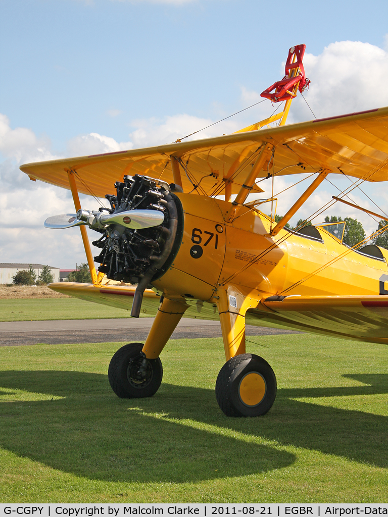 G-CGPY, 1945 Boeing E75N1 C/N 75-5303, Boeing A-75L300 Stearman at Breighton Airfield's Summer Fly-In, August 2011.