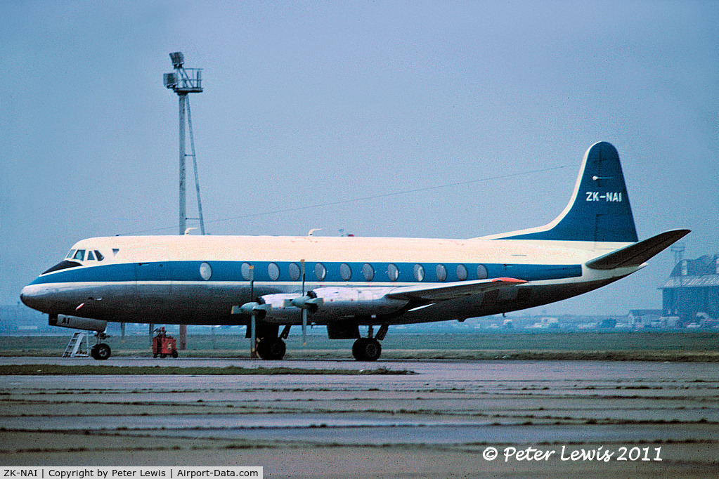 ZK-NAI, 1957 Vickers Viscount 804 C/N 248, after sale from NZ National Airways Corp., Wellington 1975