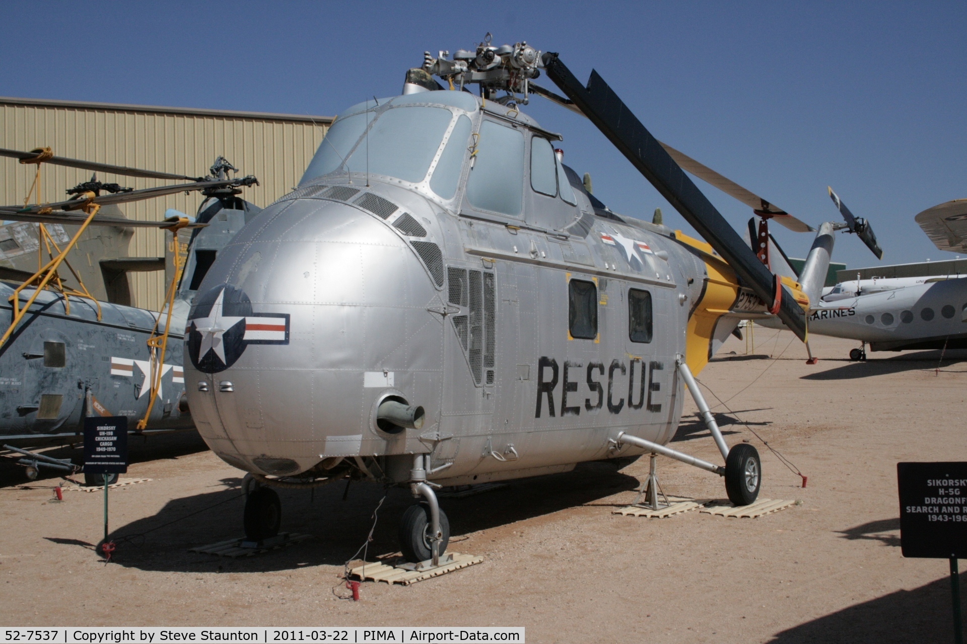 52-7537, 1952 Sikorsky UH-19B Chickasaw C/N 55-640, Taken at Pima Air and Space Museum, in March 2011 whilst on an Aeroprint Aviation tour