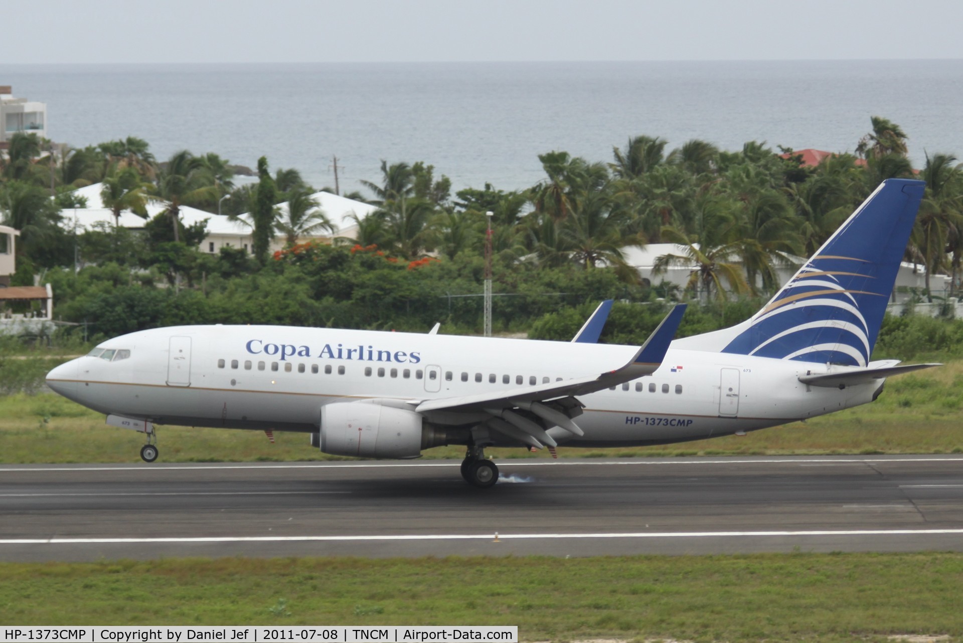 HP-1373CMP, 1999 Boeing 737-7V3 C/N 30458, Copa Air landing at TNCM