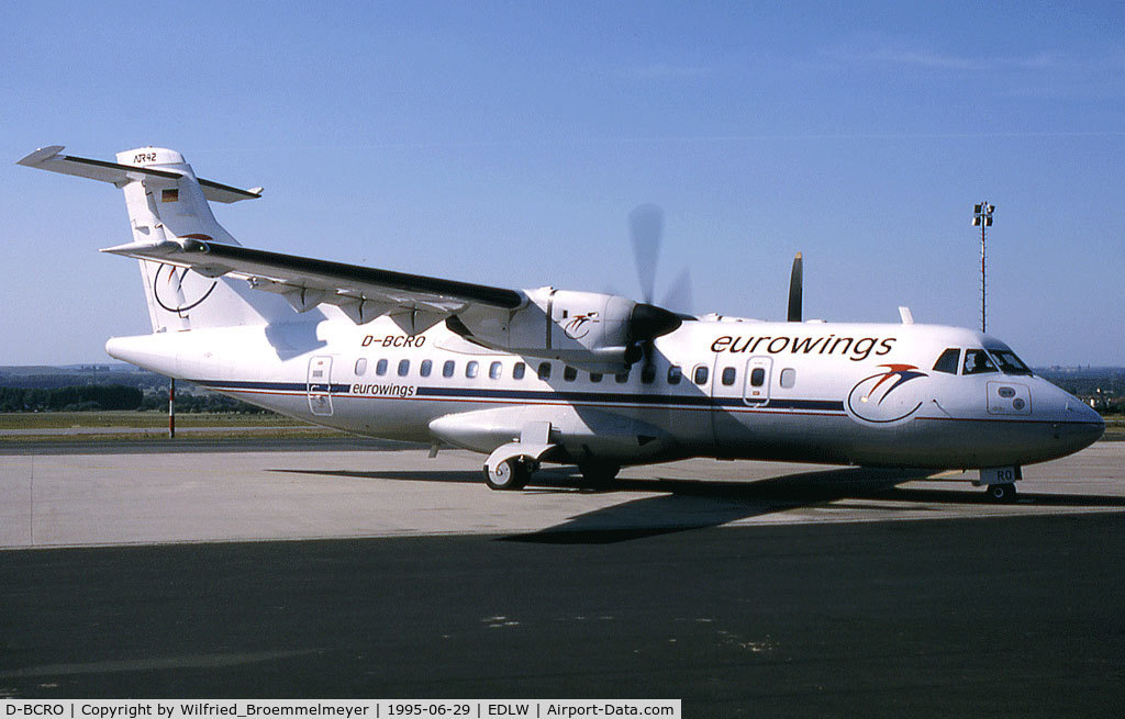 D-BCRO, 1988 ATR 42-312QC C/N 122, On the old Apron at EDLW - now the GA Apron