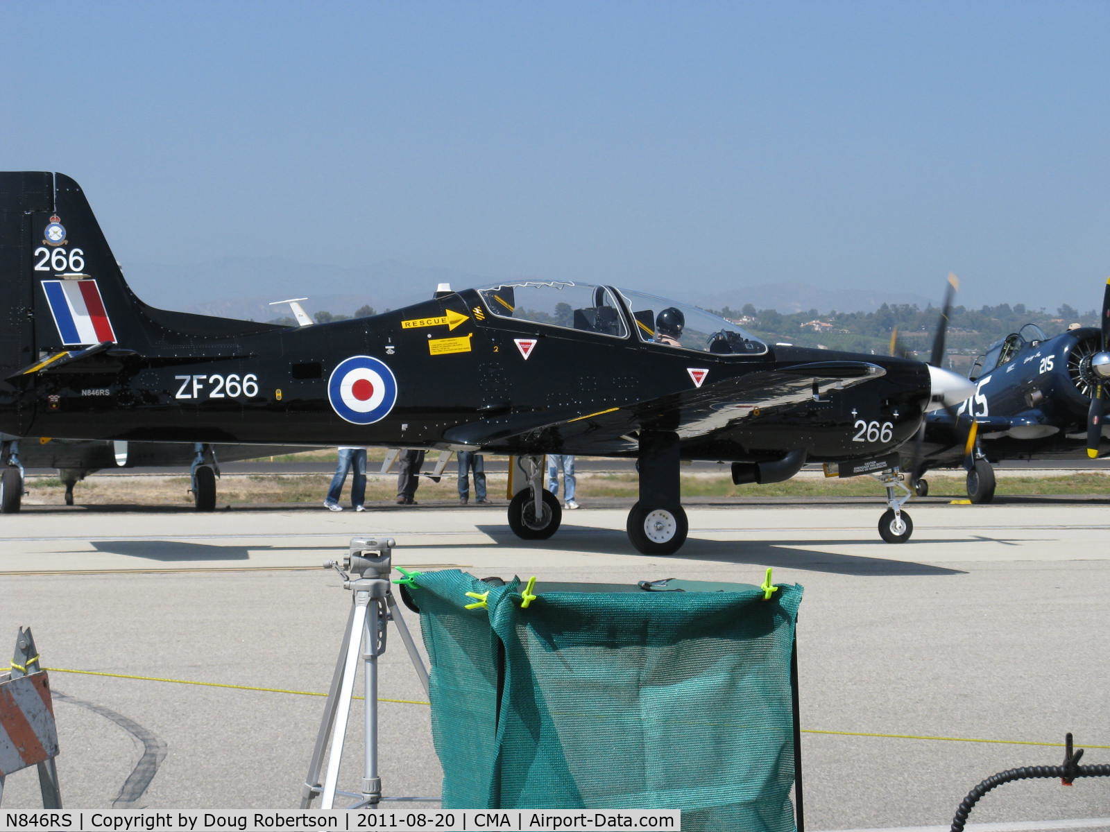 N846RS, 1990 Short S-312 Tucano T1 C/N S056/T50, Short Bros. PLC S312 TUCANO T1 Mk.1, one Garrett TPE331-12B Turboprop 1,100 shp in RAF livery, 4 blade prop, Martin-Baker MB 8LC Ejection Seats, max speed 315 mph, taxi