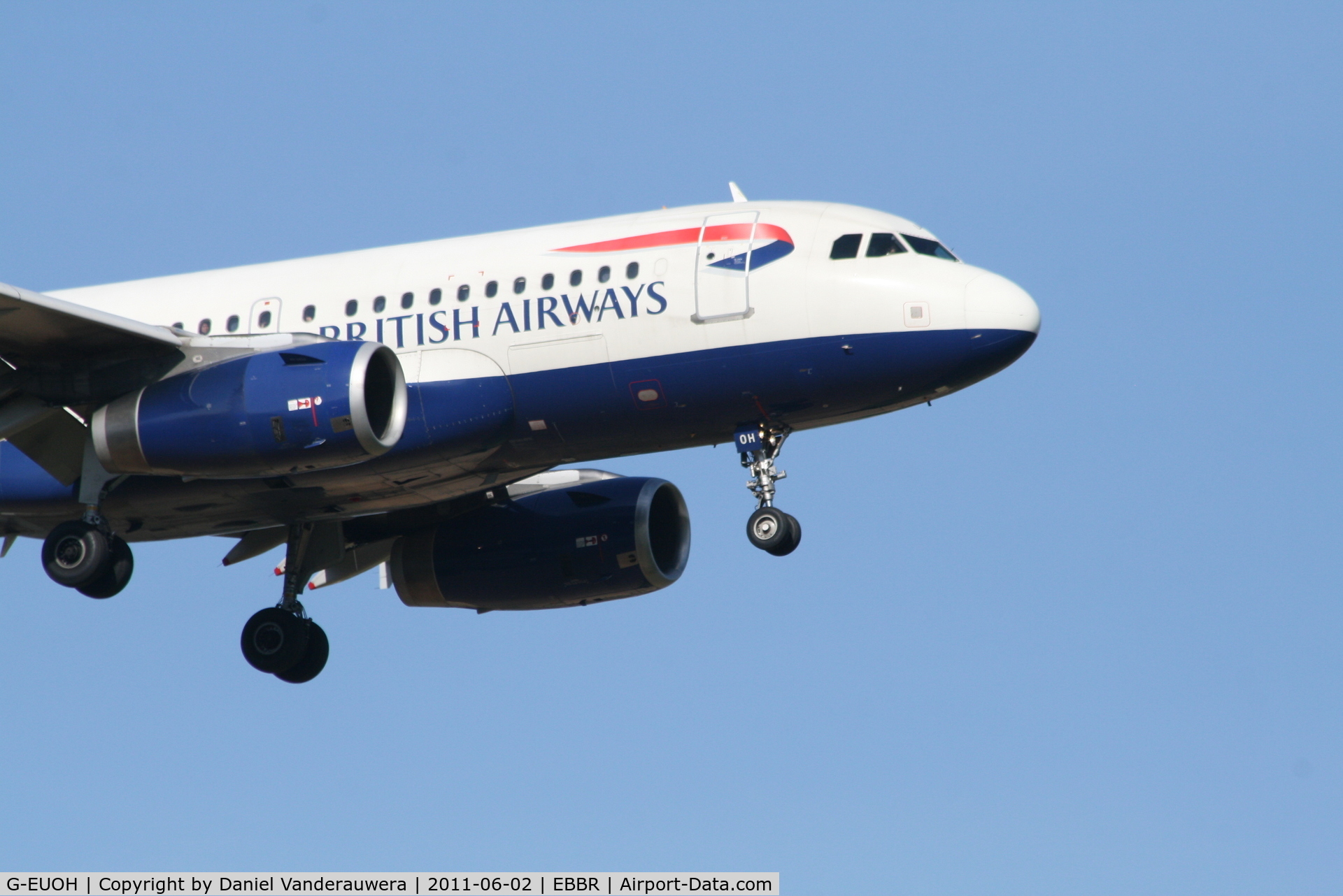 G-EUOH, 2001 Airbus A319-131 C/N 1604, Arrival of flight BA388 to RWY 02