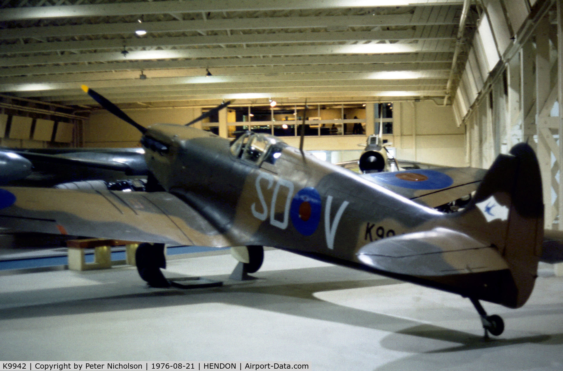 K9942, 1939 Supermarine Spitfire Mk IA C/N 6S/30225, Another view of the Royal Air Force Museum Hendon's Spitfire IA as seen in the Summer of 1976.