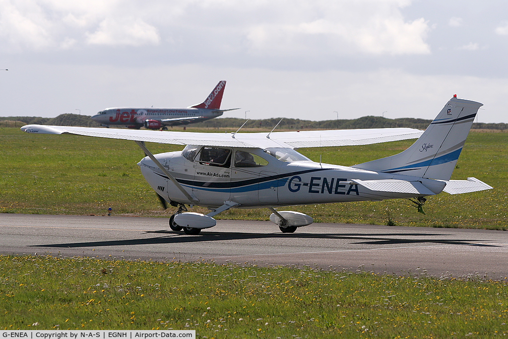 G-ENEA, 1971 Cessna 182P Skylane C/N 182-60895, Heading for departure to tow a banner