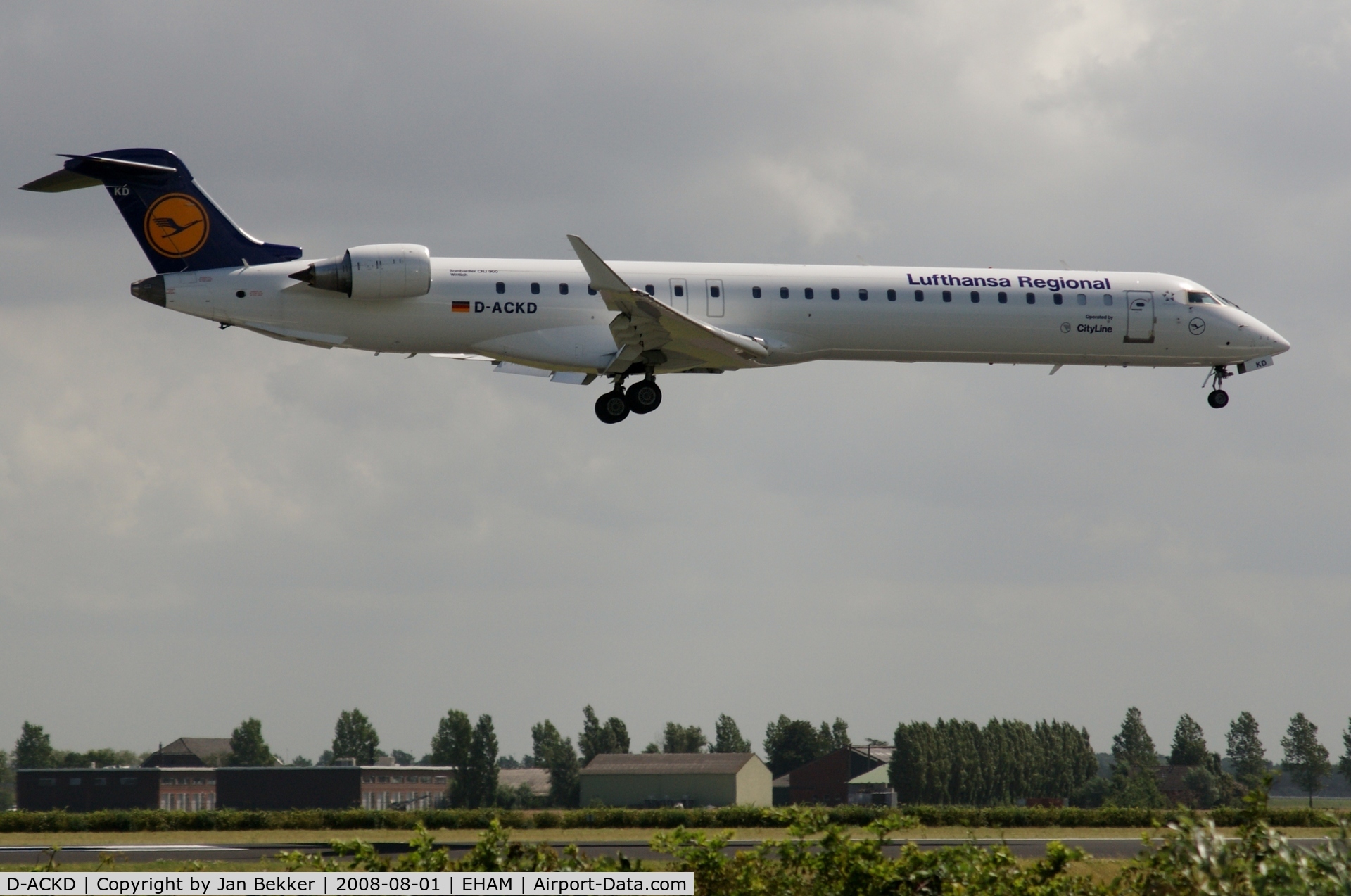 D-ACKD, 2006 Bombardier CRJ-900LR (CL-600-2D24) C/N 15080, Just before landing on the 