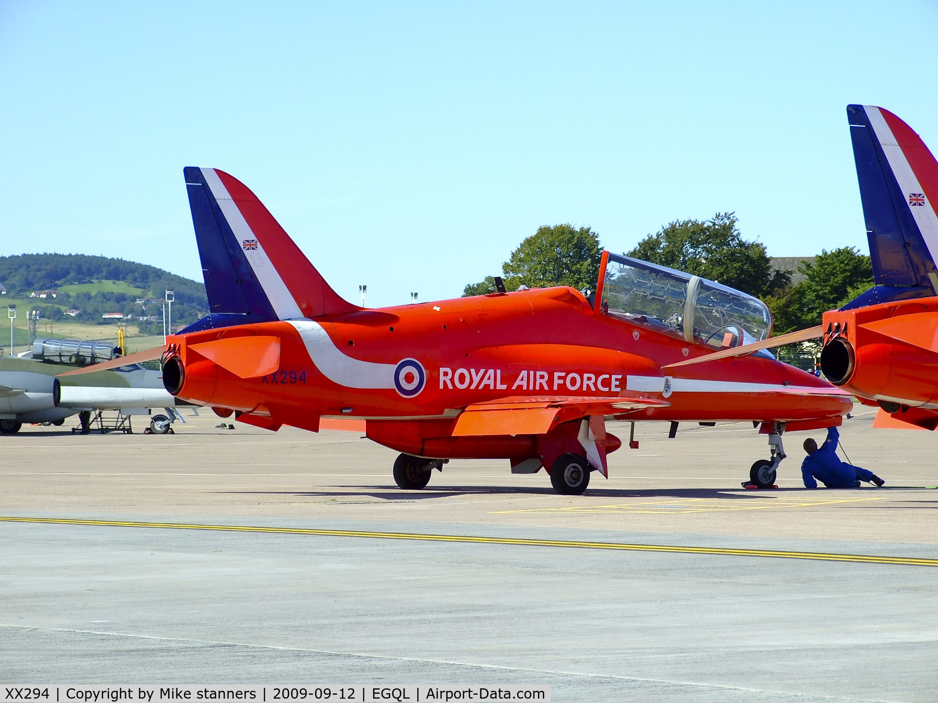 XX294, 1979 Hawker Siddeley Hawk T.1 C/N 122/312119, Red arrows Hawk on the flightline at Leuchars airshow 2009