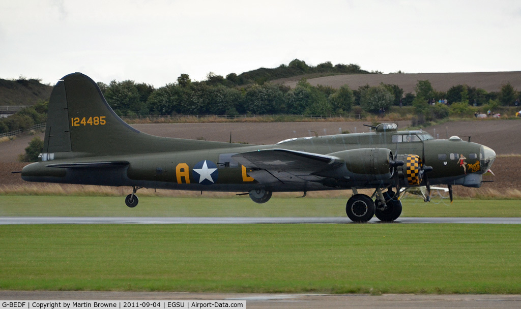 G-BEDF, 1944 Boeing B-17G Flying Fortress C/N 8693, SHOT ON A VERY DULL DAY ON THE LONG END