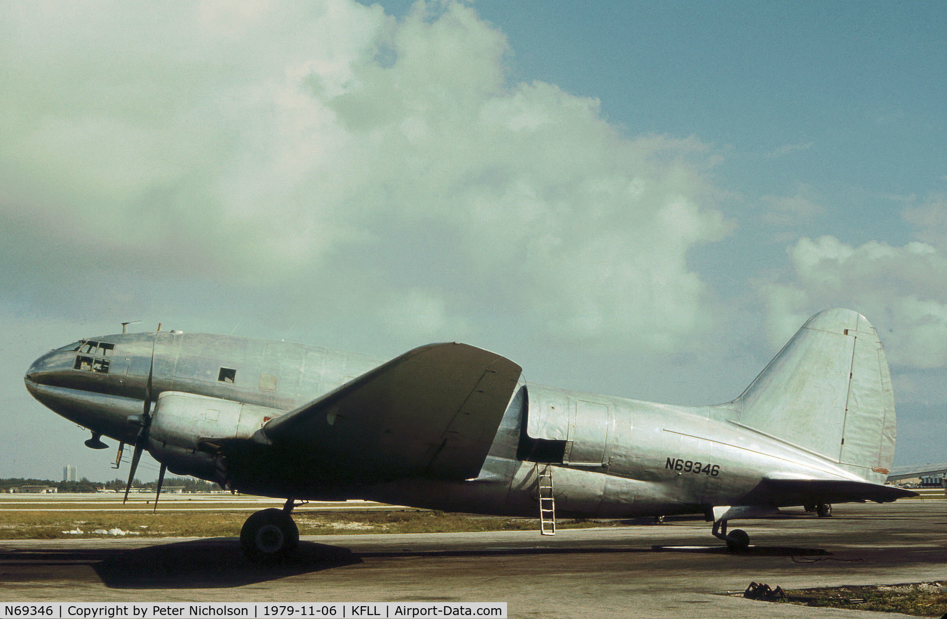N69346, 1944 Curtiss C-46F Commando C/N 22401, C-46F Commando ex 44-78578 as seen at Fort Lauderdale in November 1979.