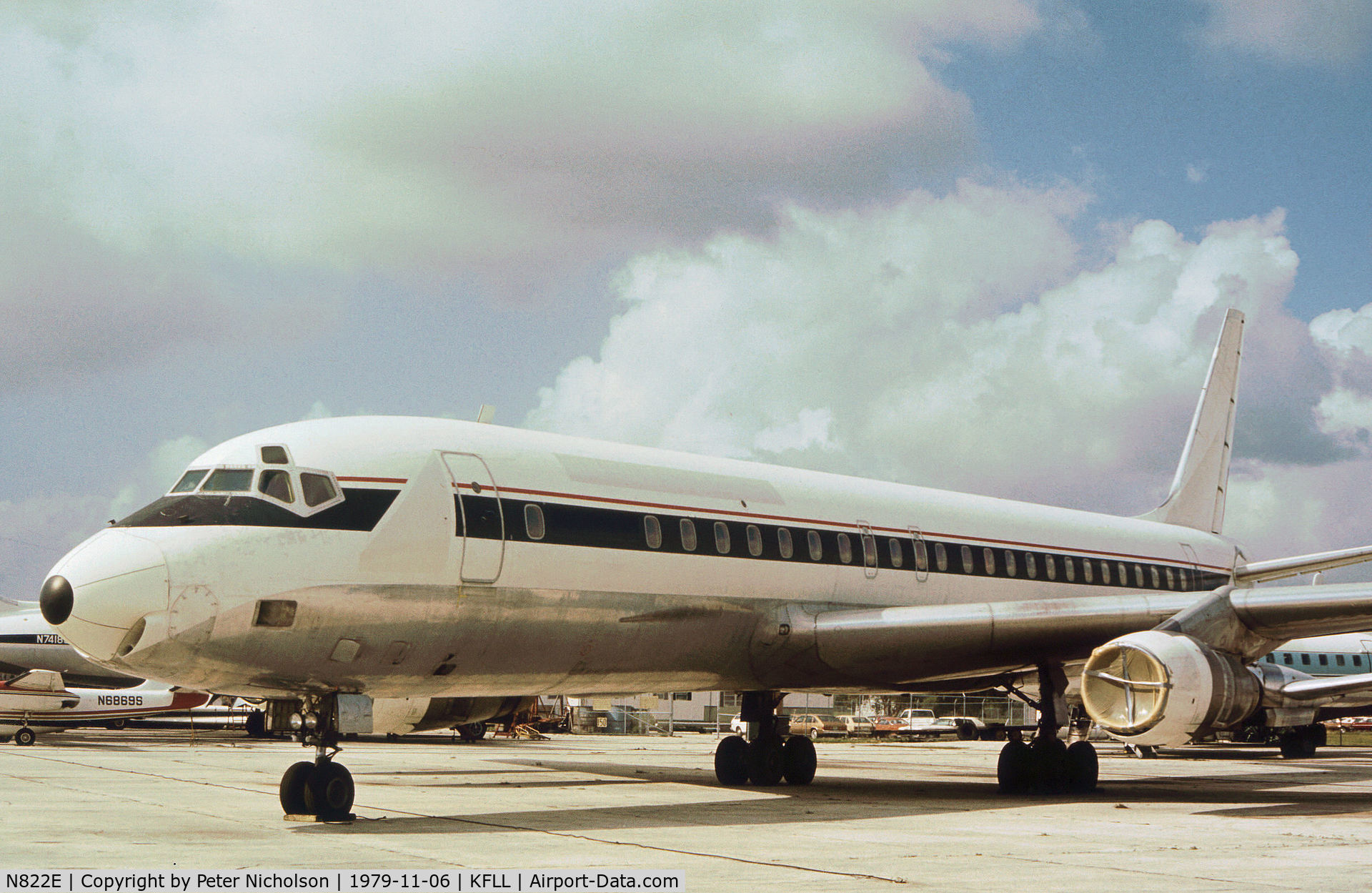 N822E, 1967 Douglas DC-8-61 C/N 45907, DC-8-61 ex Delta Air Lines as seen at Fort Lauderdale in November 1979.