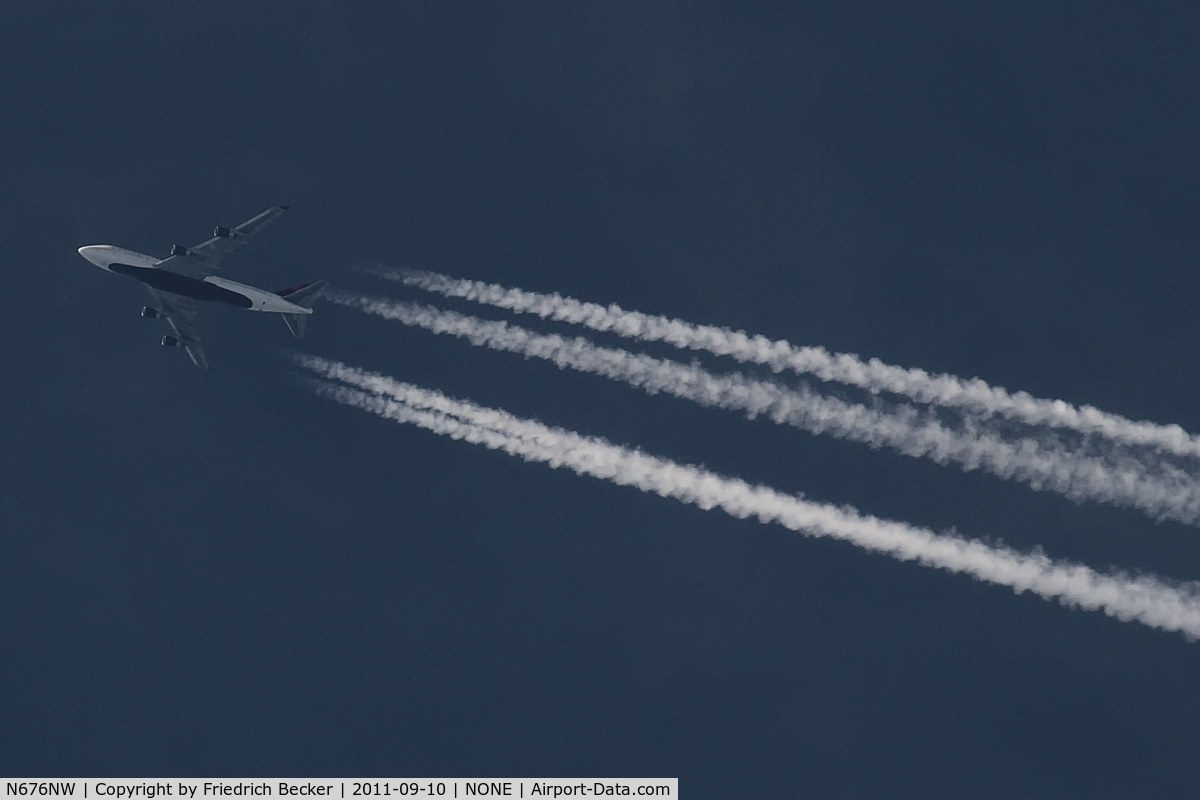 N676NW, 2002 Boeing 747-451 C/N 33002, Flight DL268 MIA via JFK to TLV cruising high above Germany