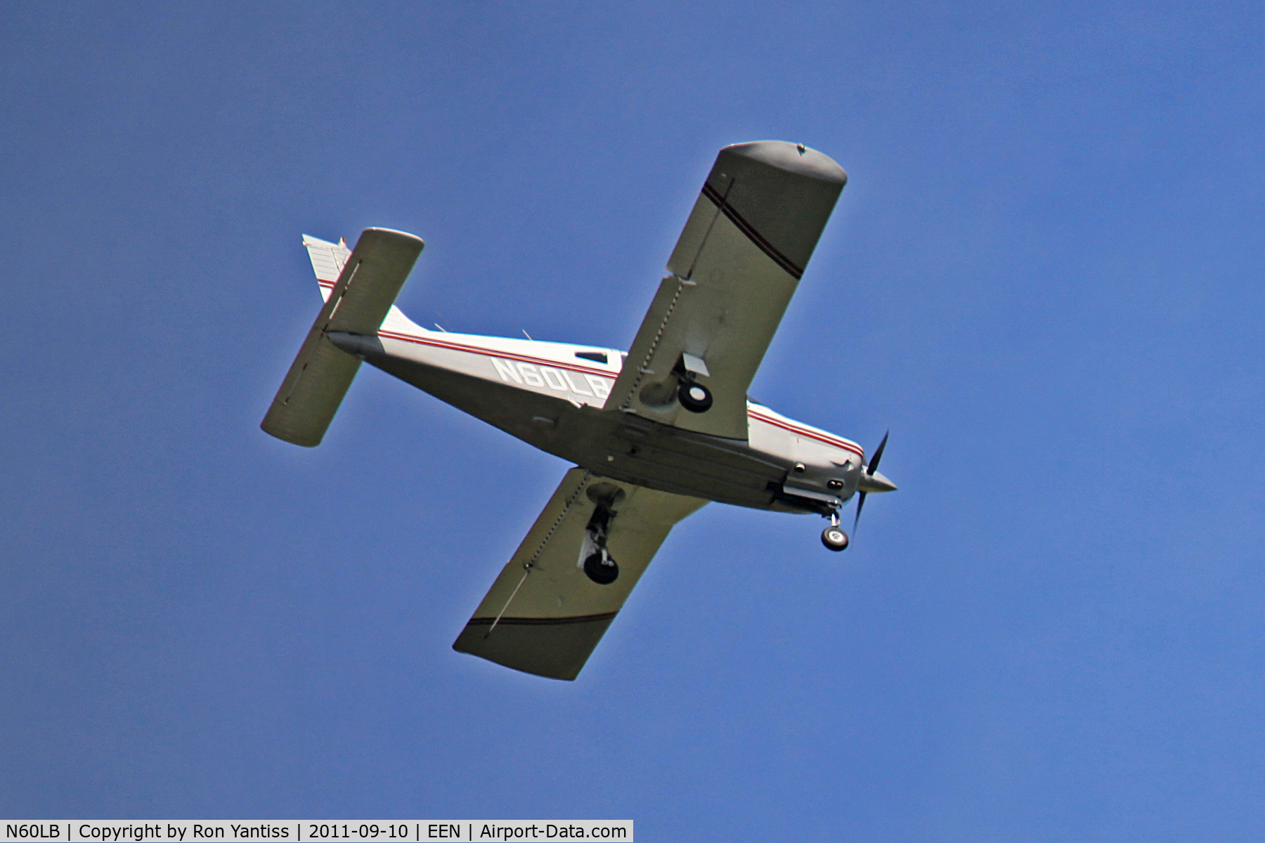 N60LB, 1973 Piper PA-28R-200 C/N 28R-7435127, Left downwind turning at base runway 02, Dillant-Hopkins Airport, Keene, NH