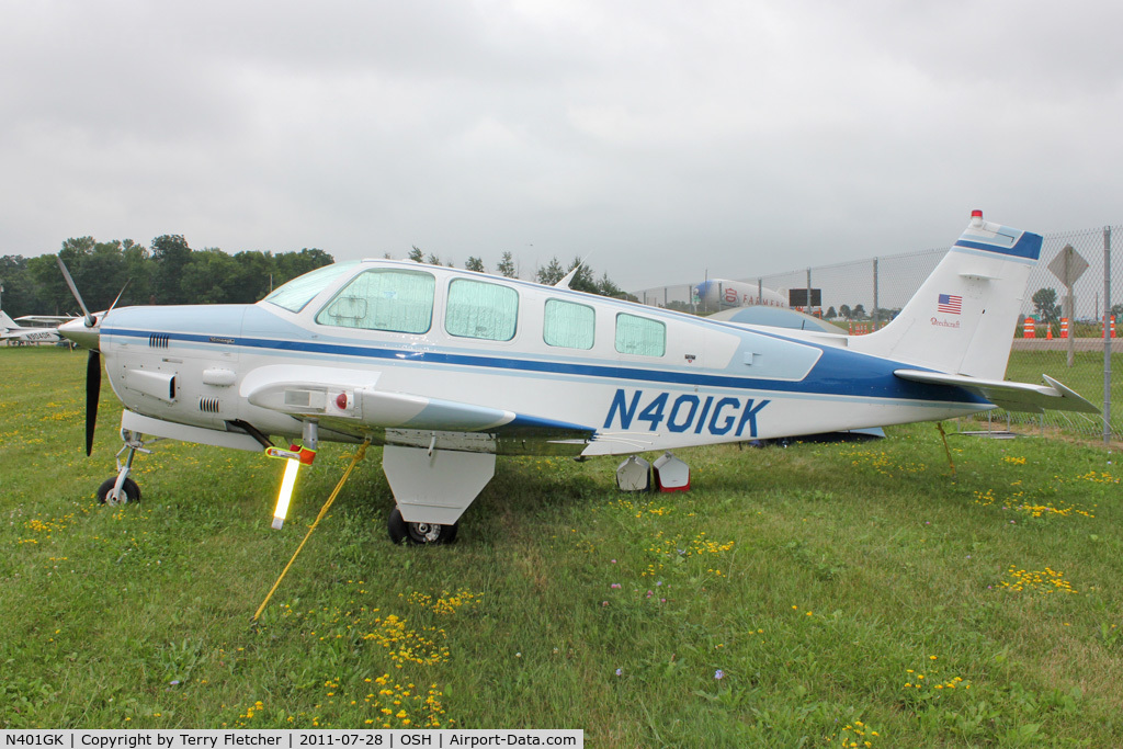 N401GK, 1986 Beech B36TC Bonanza C/N EA-459, Aircraft in the camping areas at 2011 Oshkosh