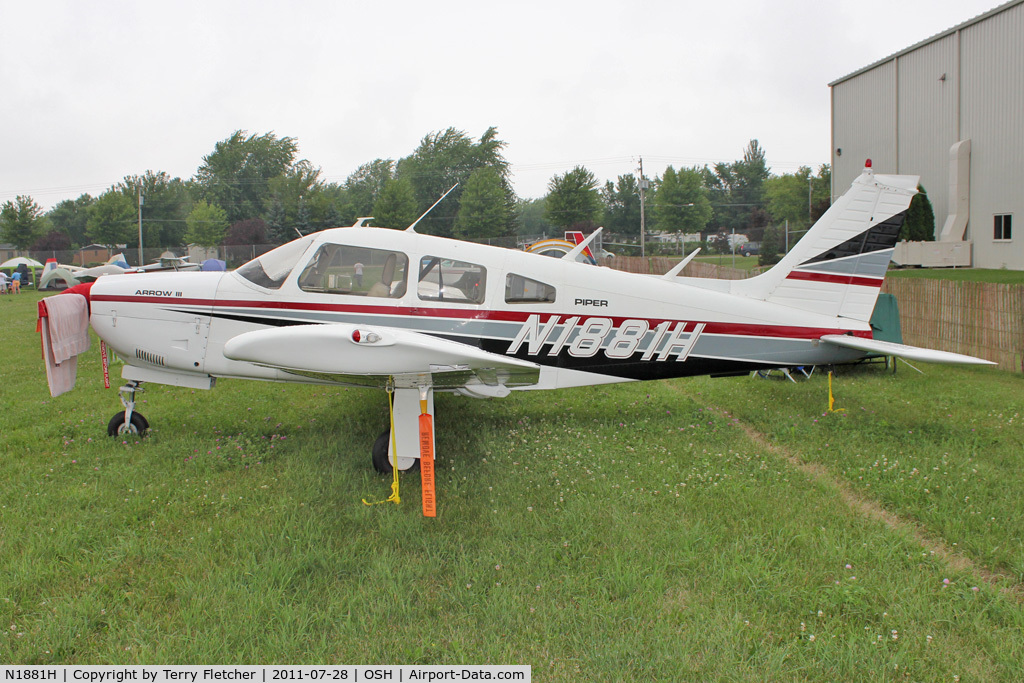N1881H, 1977 Piper PA-28R-201 Cherokee Arrow III C/N 28R-7737015, Aircraft in the camping areas at 2011 Oshkosh