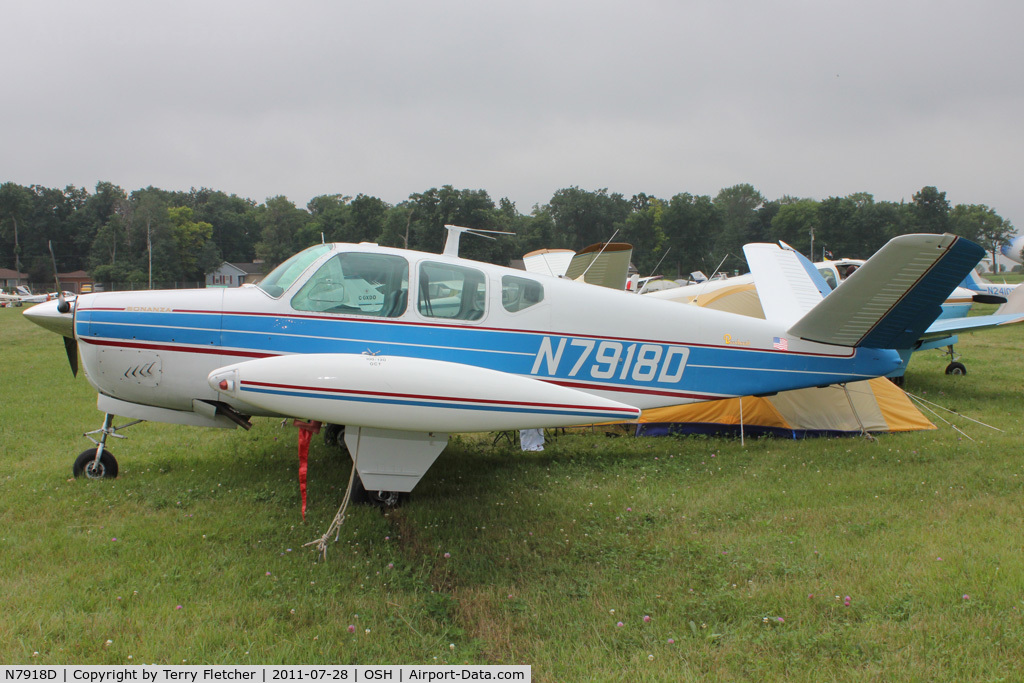 N7918D, 1957 Beech H35 Bonanza C/N D-5146, Aircraft in the camping areas at 2011 Oshkosh