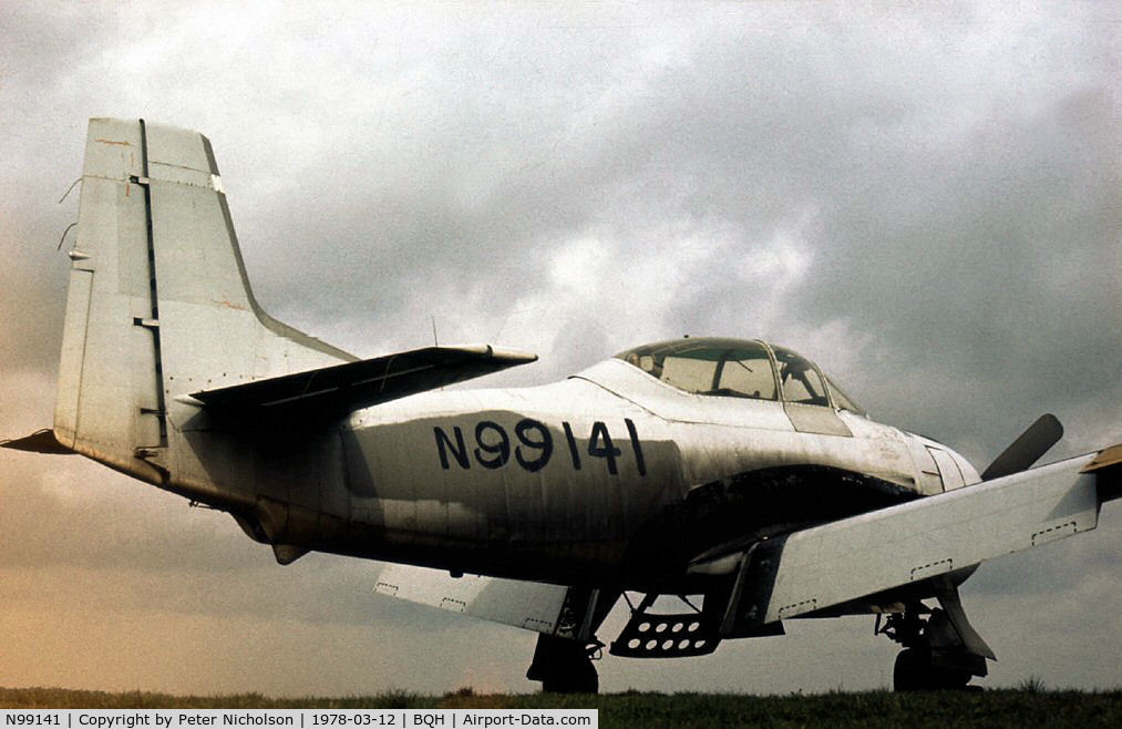 N99141, 1952 North American T-28C Trojan Trojan C/N 226-93, Former Zaire Air Force T-28C Trojan seen at Biggin Hill in the Spring of 1978 awaiting ferry flight to the United States.