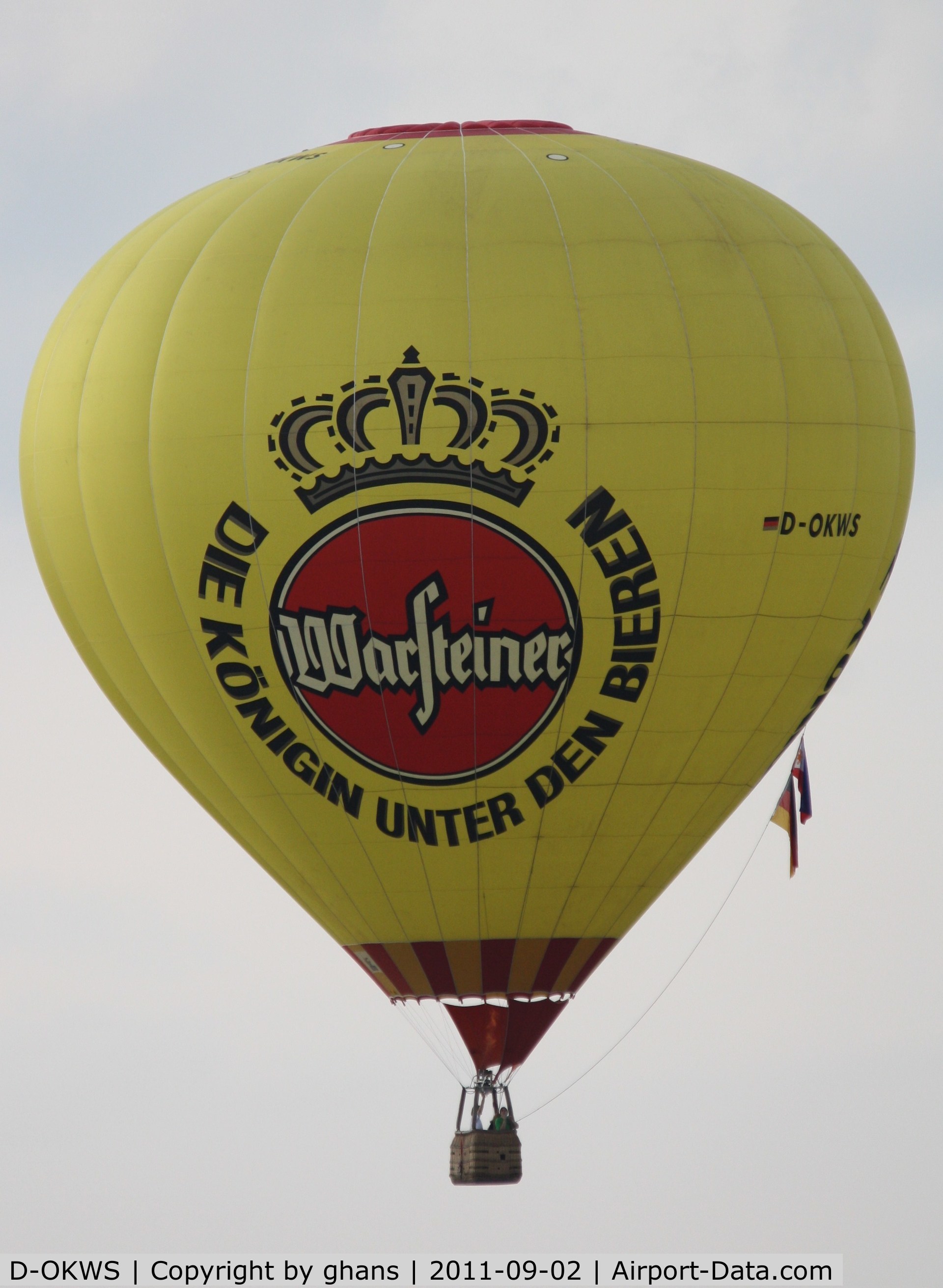 D-OKWS, 2000 Schroeder Fire Balloons G34/24 C/N 824, WIM 2011
Warsteiner