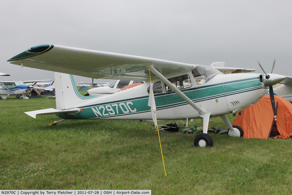 N2970C, 1954 Cessna 180 C/N 30870, Aircraft in the camping areas at 2011 Oshkosh
