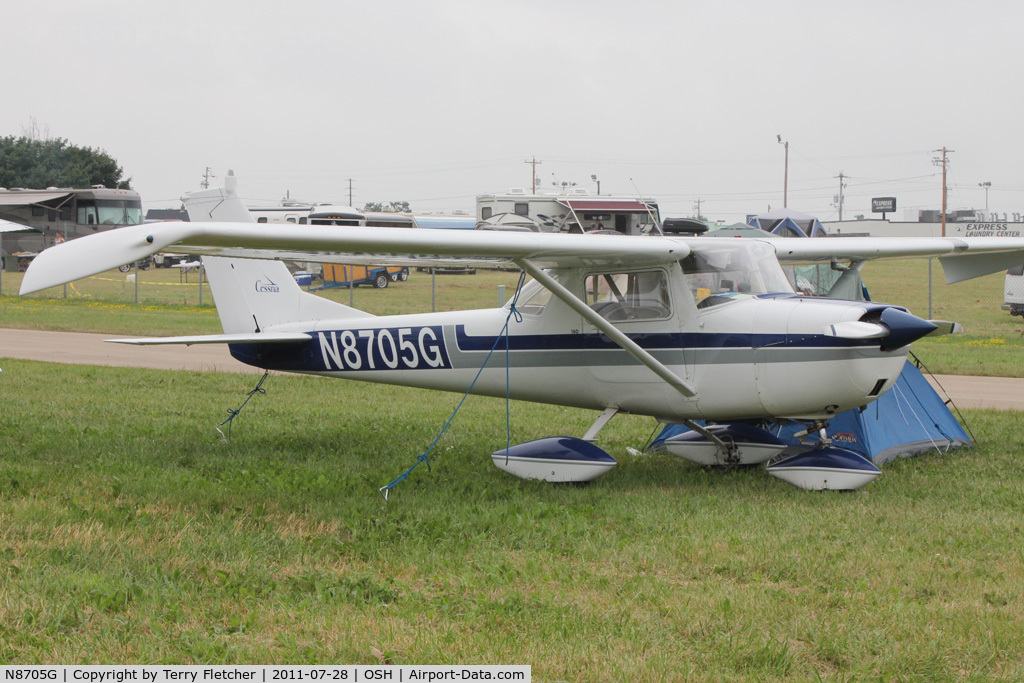N8705G, 1966 Cessna 150F C/N 15062805, Aircraft in the camping areas at 2011 Oshkosh