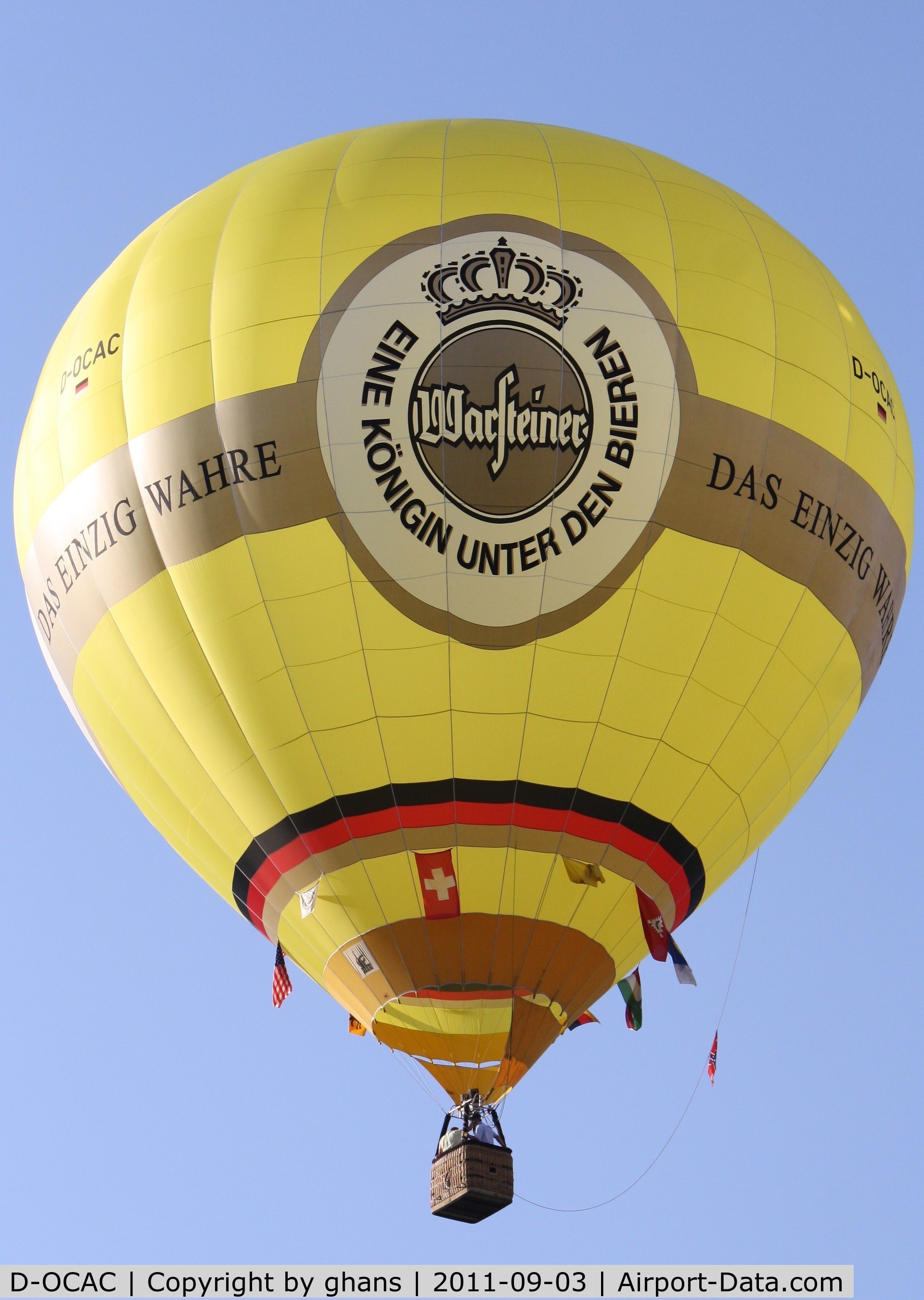 D-OCAC, 2008 Schroeder Fire Balloons G34/24 C/N 1341, WIM 2011
'Warsteiner'