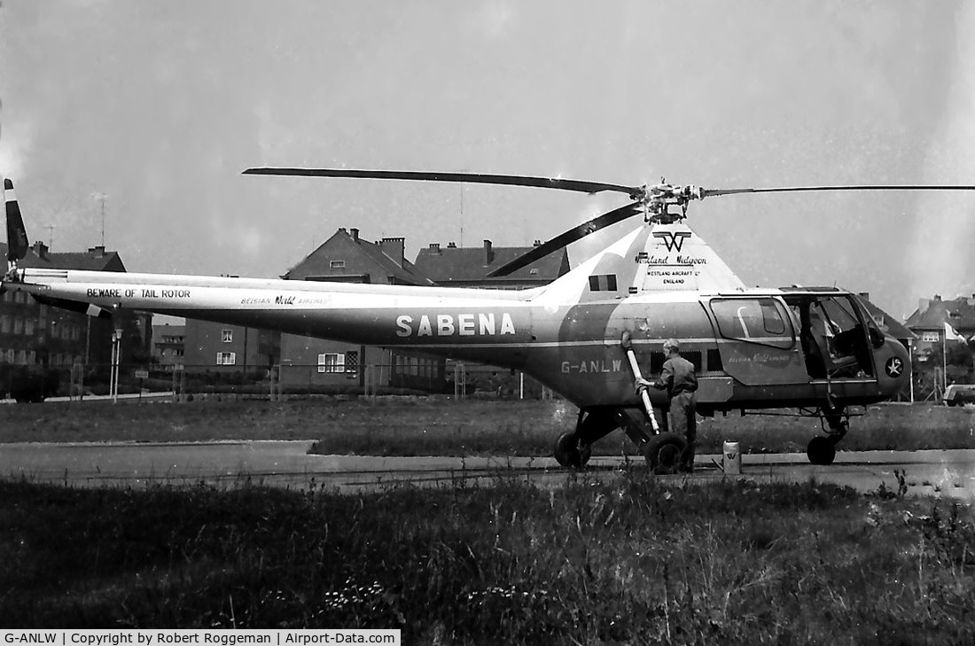 G-ANLW, 1954 Westland S.51 Widgeon Series 2 C/N WA/H/133, 1958.Leased by Sabena for the World Expo 1958.See World Expostar on nose.Picture taken on heliport expo Brussels.