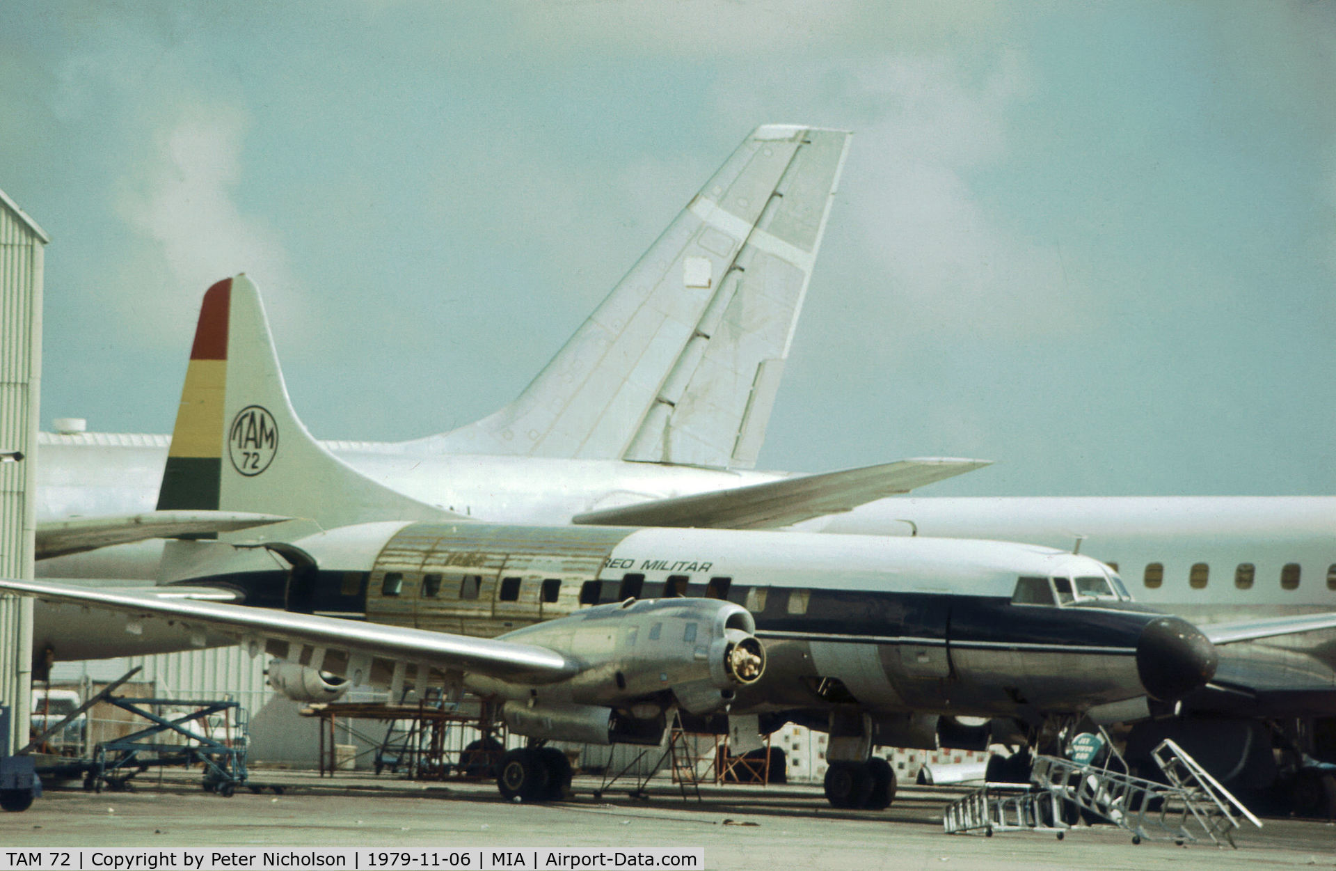 TAM 72, 1967 Convair 580 C/N 41, Bolivian Air Force Convair 580 as seen at Miami in November 1979.