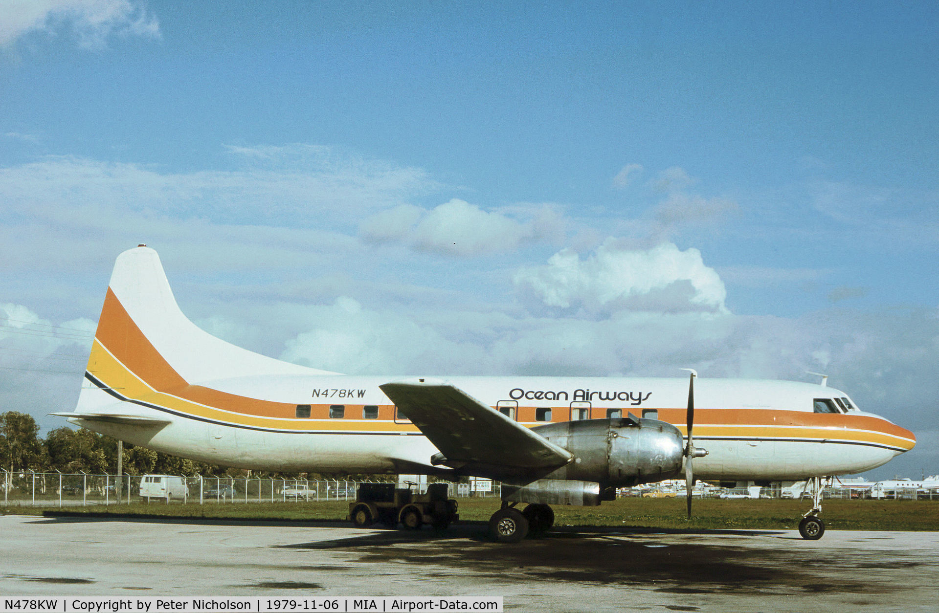 N478KW, 1954 Convair 440 Metropolitan C/N 213, Convair 440 of Ocean Airways as seen at Miami in November 1979.