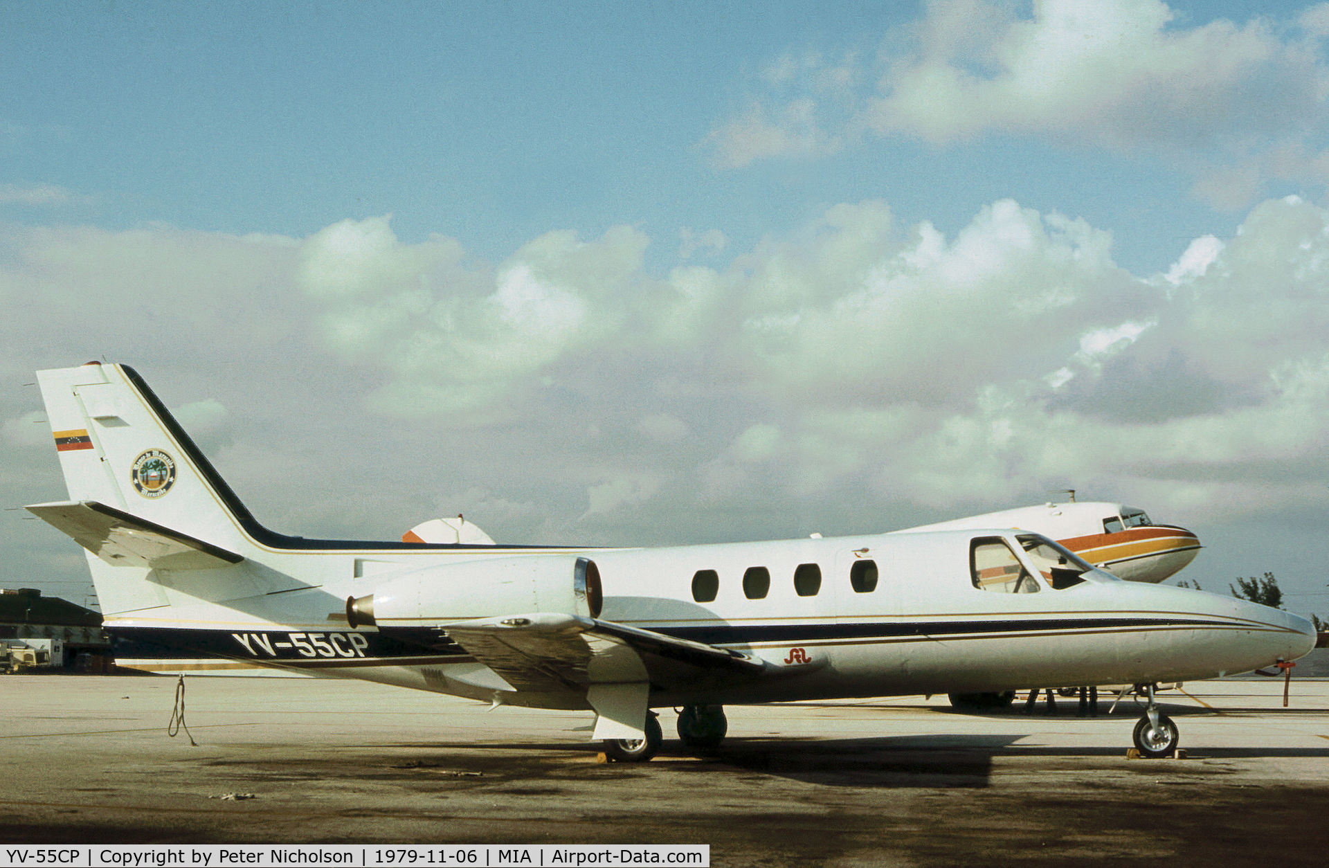 YV-55CP, 1974 Cessna 500 Citation 1 C/N 500-0215, Citation 1 of Banco de Maracaibo as seen at Miami in November 1979.