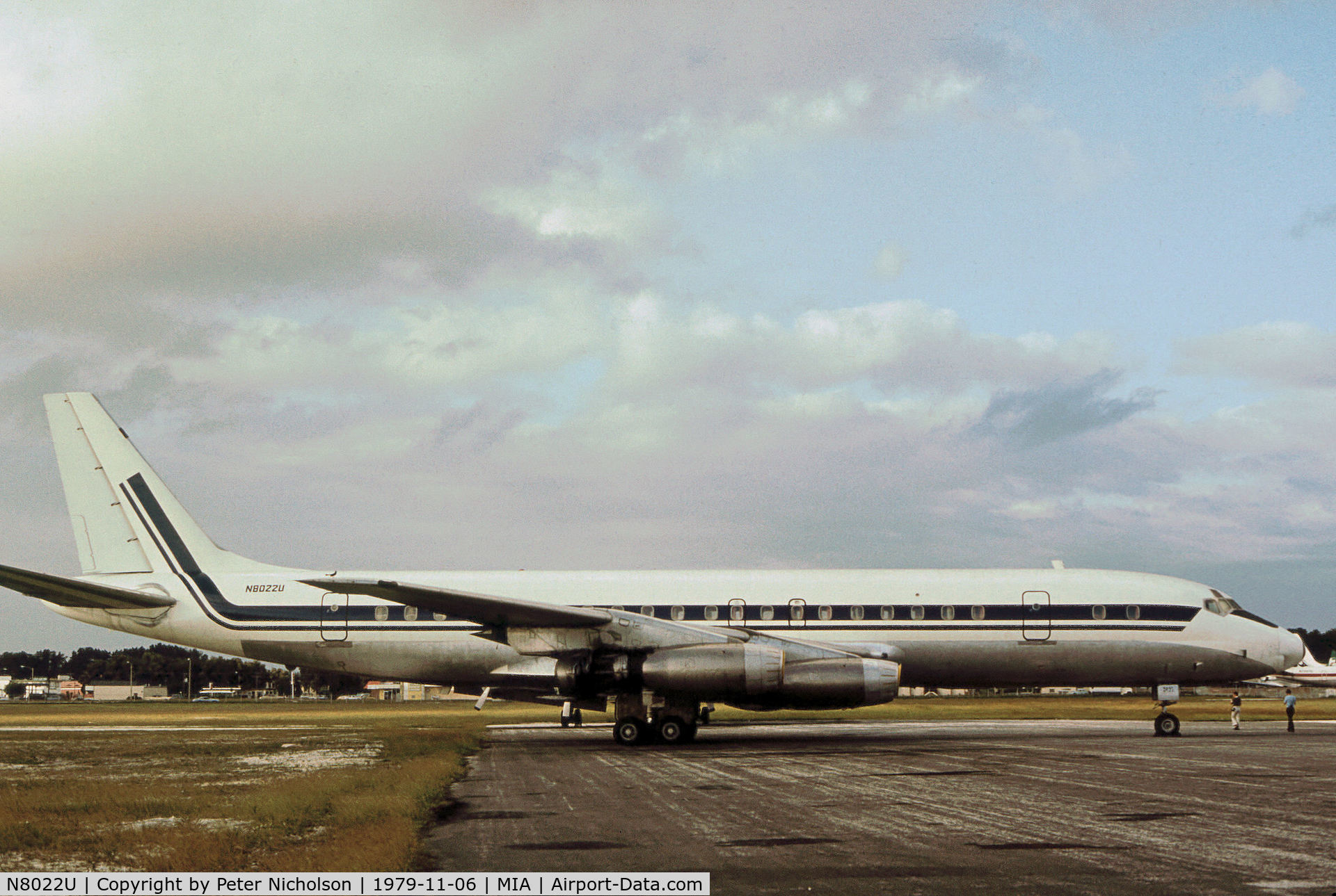 N8022U, 1960 Douglas DC-8-21 C/N 45595, DC-8-21 as seen at Miami in November 1979.