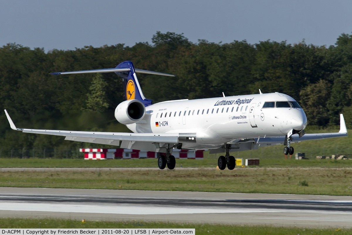 D-ACPM, 2003 Bombardier CRJ-701ER (CL-600-2C10) Regional Jet C/N 10080, moments prior touchdown