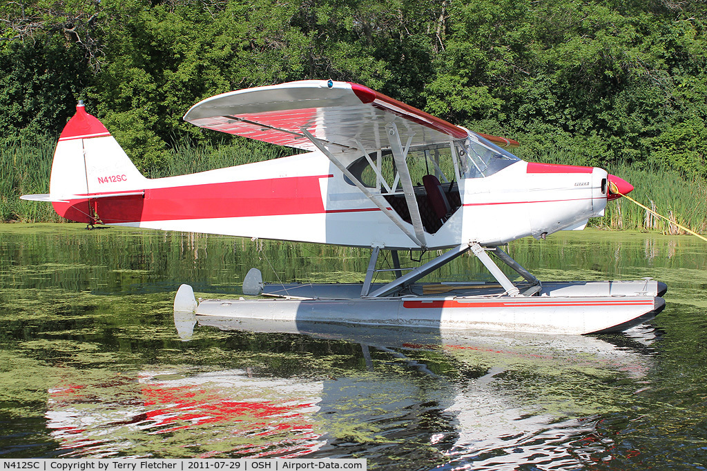 N412SC, 1946 Piper PA-12 Super Cruiser C/N 12-868, At Lake Winnebago, during 2011 Oshkosh Week