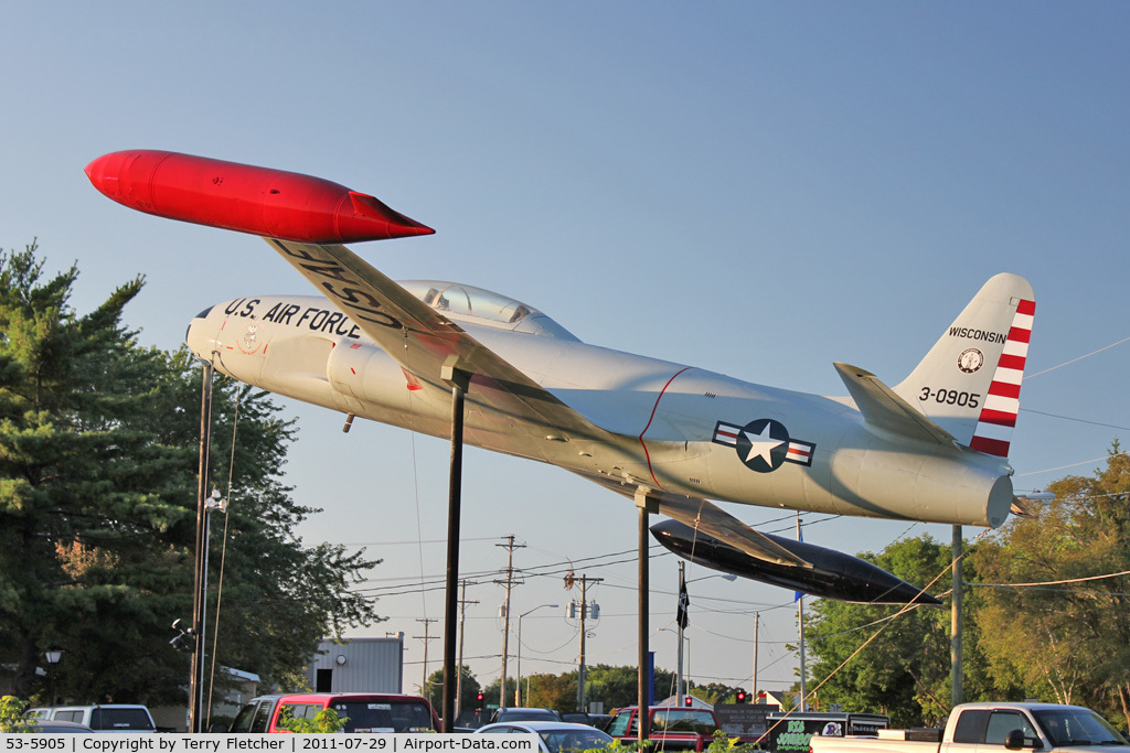 53-5905, 1953 Lockheed T-33A Shooting Star C/N 580-9381, Preserved outside VFW Stoughton
