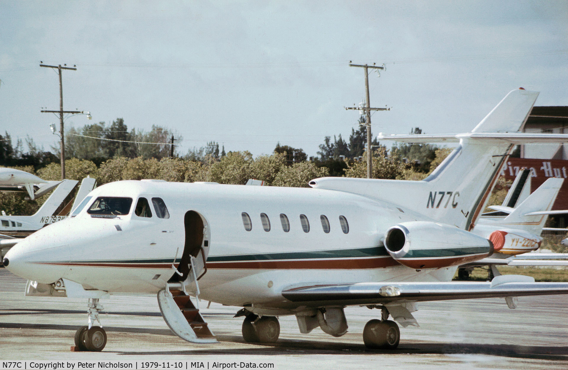 N77C, 1974 Hawker Siddeley HS.125 Series 600A C/N 256038, HS.125 Series 600A as seen at Miami in November 1979.