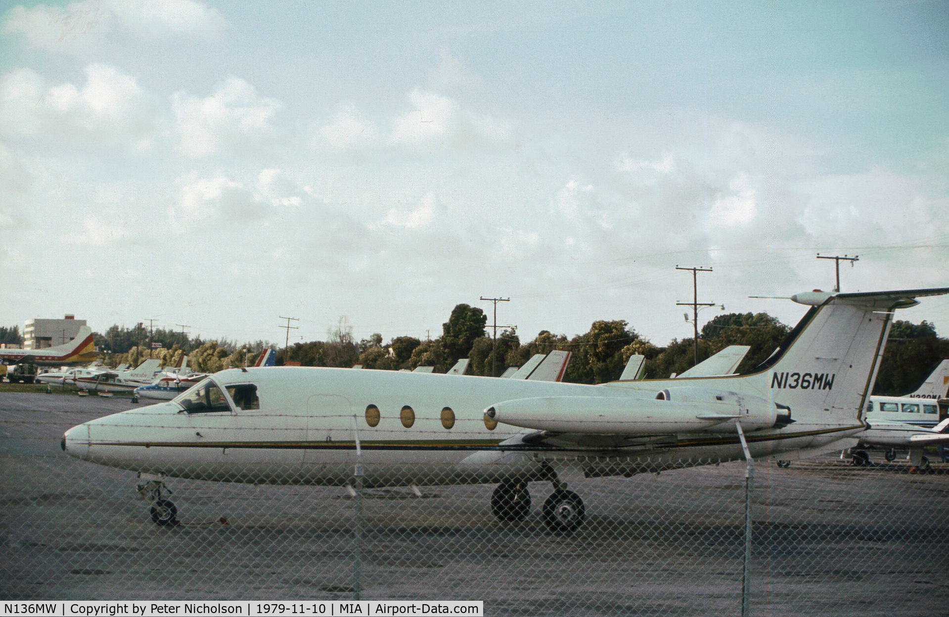 N136MW, 1969 Hamburger Flugzeugbau HFB 320 Hansa Jet C/N 1036, HFB 320 of Midwest Air Charter of Ohio as seen at Miami in November 1979.