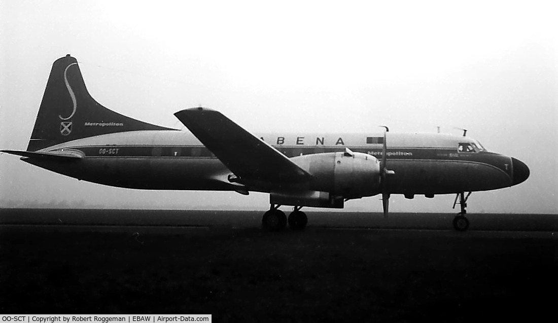 OO-SCT, 1956 Convair 440 Metropolitan C/N 381, Late 1950's.Taxiing in for daily flight.Brussels Antwerp London.