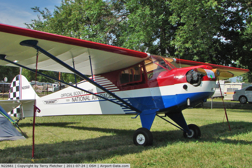 N22661, 1939 Taylorcraft BL-65 (L-2F) C/N 1308, At 2011 Oshkosh