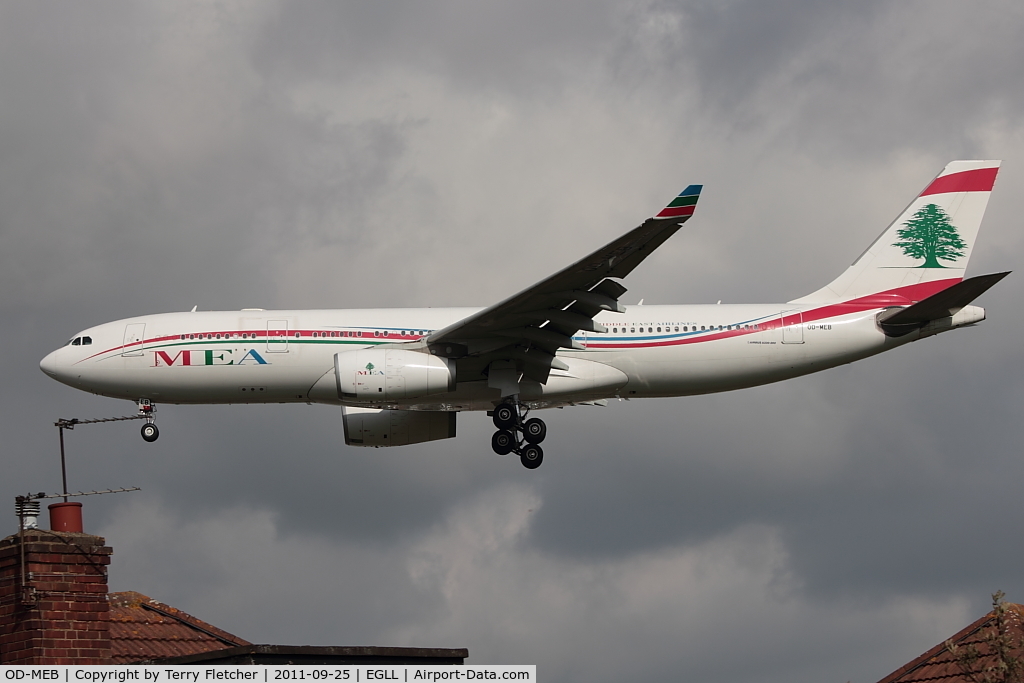 OD-MEB, 2009 Airbus A330-243 C/N 998, MEA's 2009 Airbus A330-243, c/n: 998 on finals at LHR