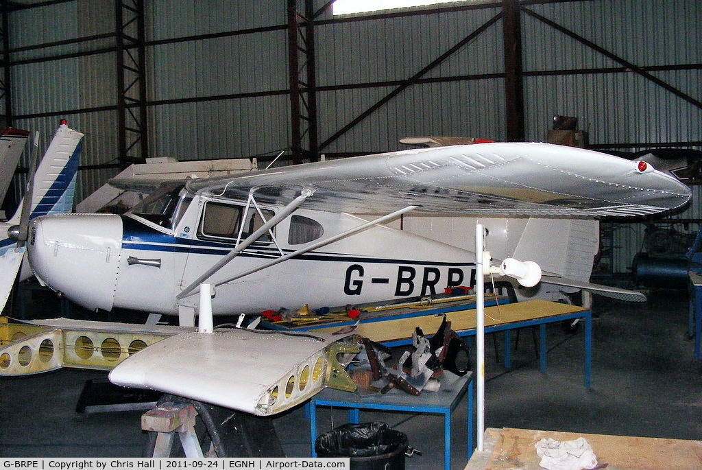 G-BRPE, 1947 Cessna 120 C/N 13326, inside the packed Blackpool Air Centre hangar