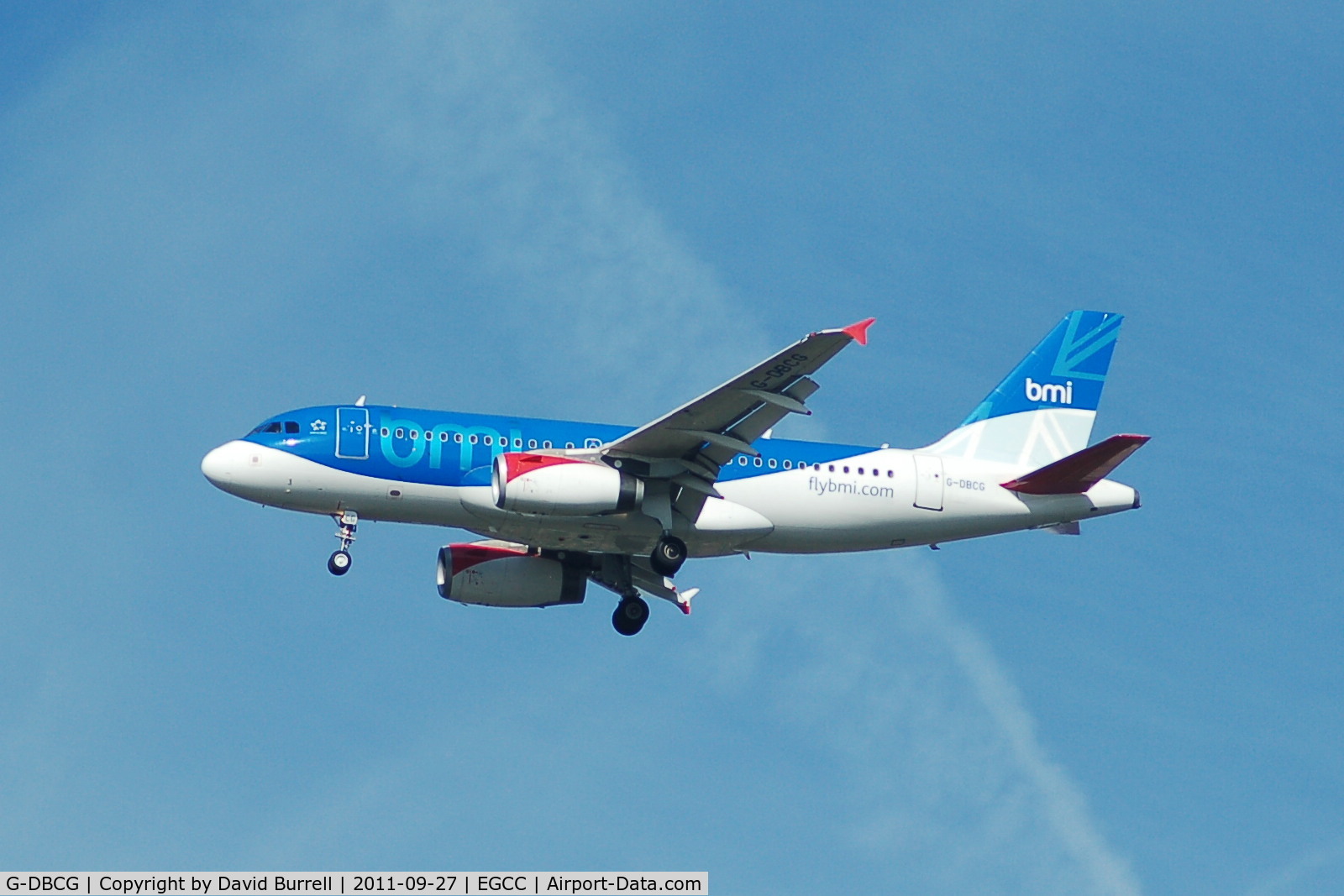 G-DBCG, 2005 Airbus A319-131 C/N 2694, BMI Airbus G-DBCG on approach to Manchester Airport