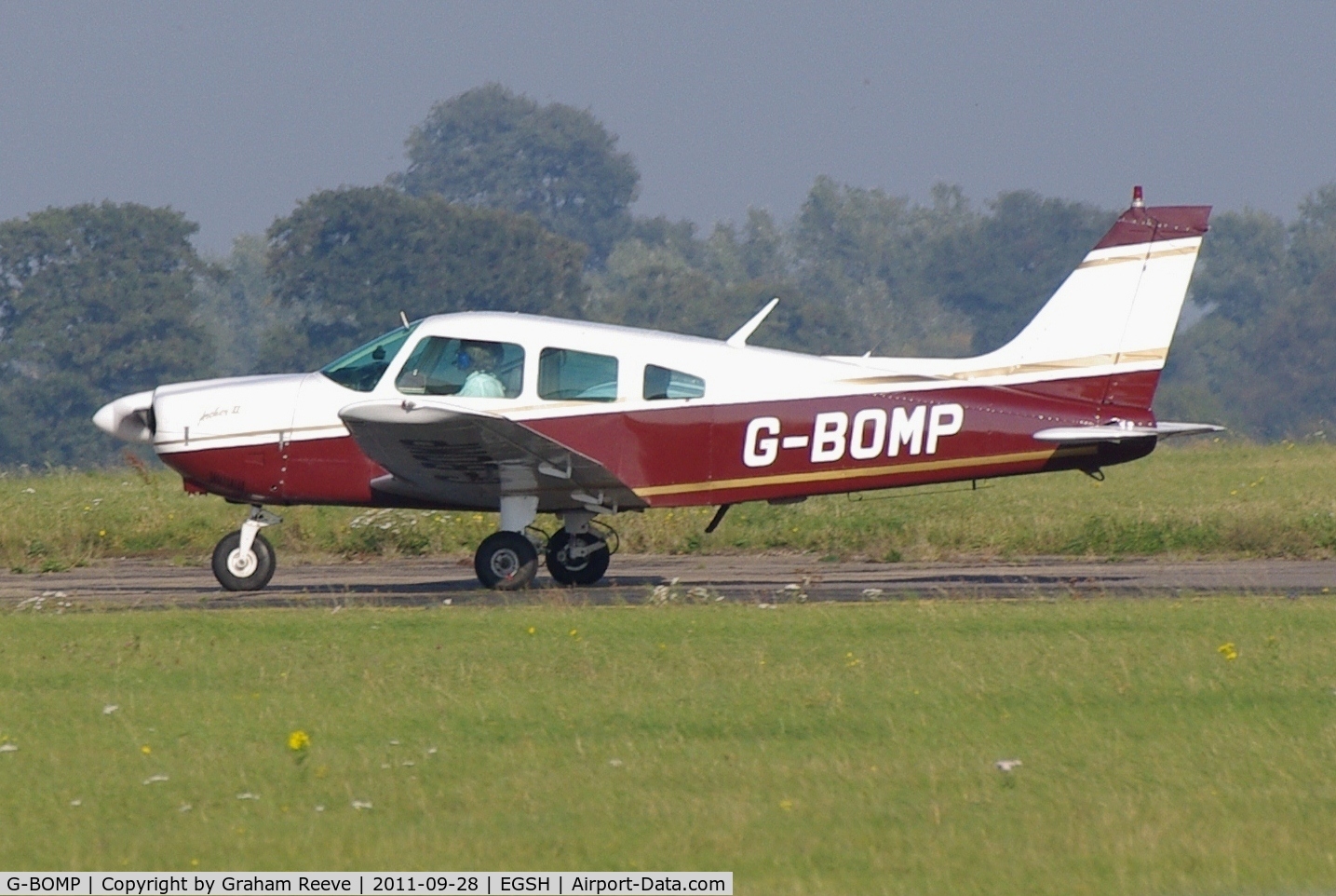 G-BOMP, 1977 Piper PA-28-181 Cherokee Archer II C/N 28-7790249, About to depart.