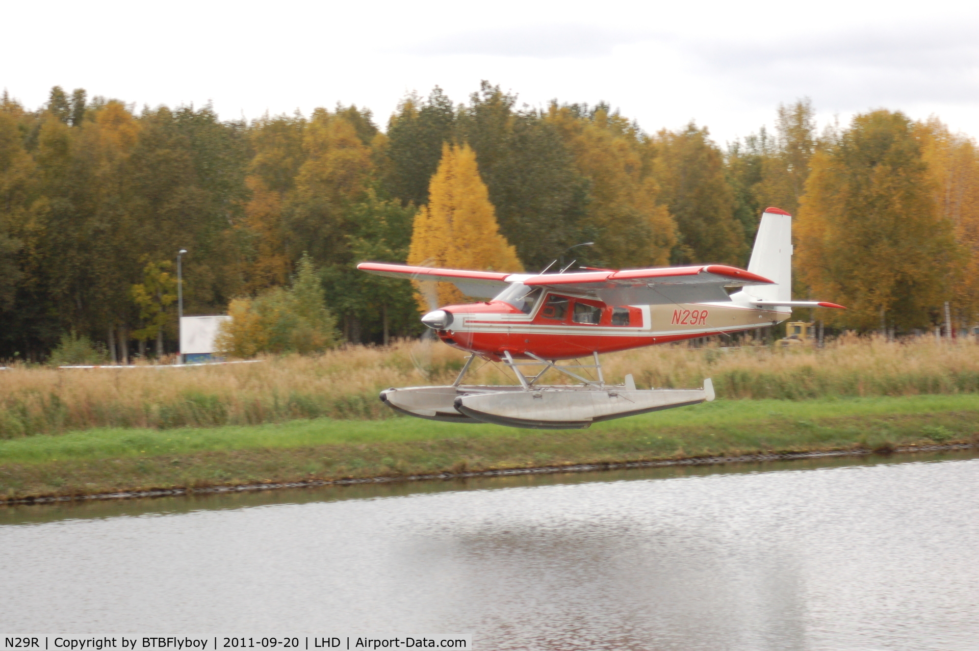 N29R, 1974 Helio H-295-1400 Super Courier C/N 1479, Landing at Lake Hood Seaplane base Anchorage, AK