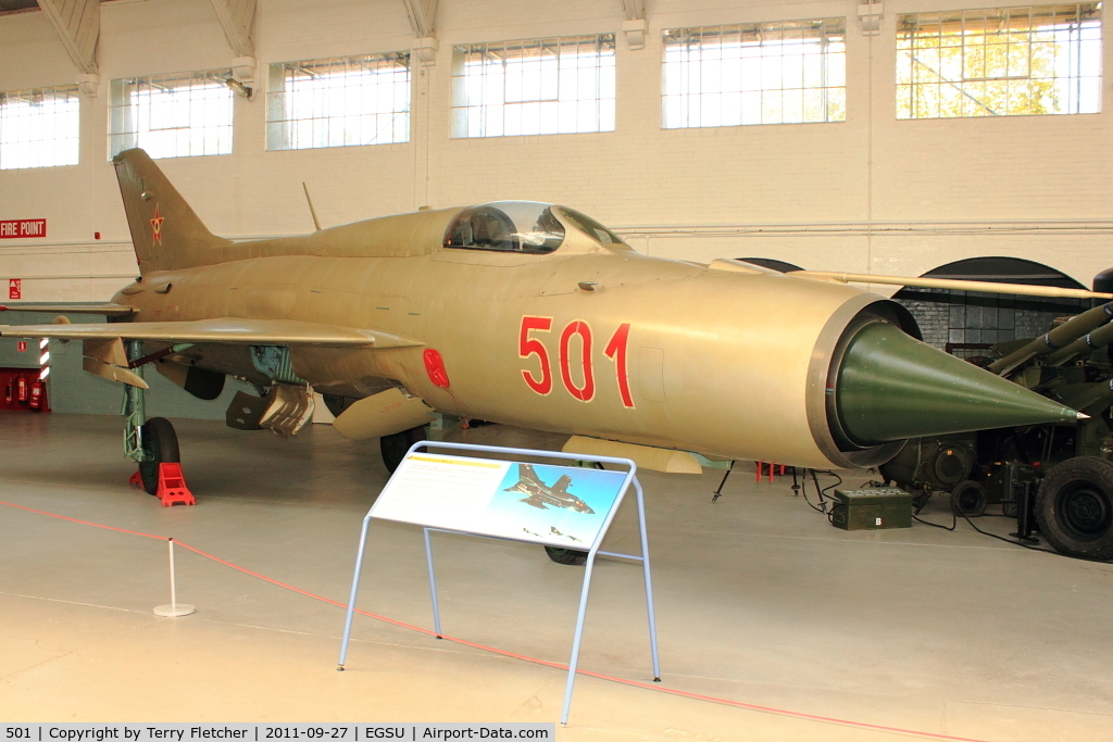 501, 1964 Mikoyan-Gurevich MiG-21PF C/N 760501, Exhibited at Imperial War Museum , Duxford