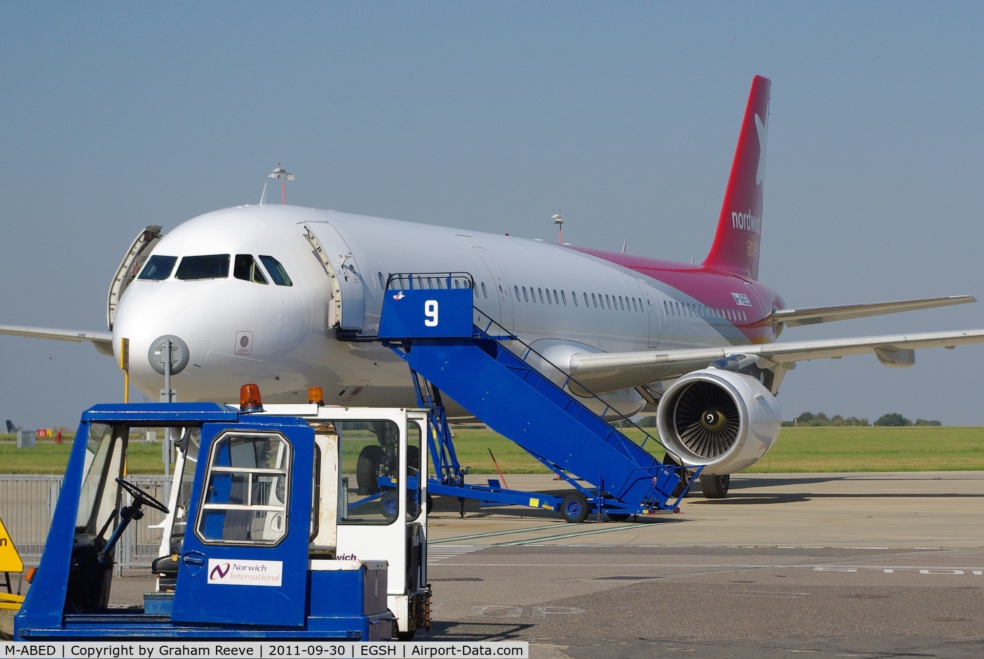 M-ABED, 2000 Airbus A321-211 C/N 1219, Parked at Norwich.