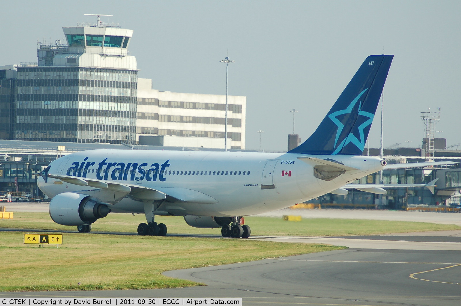 C-GTSK, 1990 Airbus A310-304 C/N 541, Air Transat Airbus A310 Taxiing at Manchester Airport