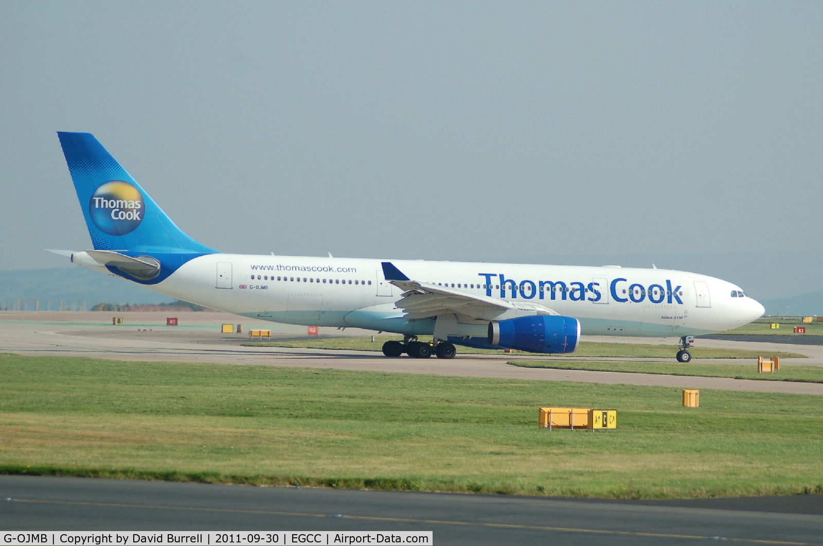 G-OJMB, 2001 Airbus A330-243 C/N 427, Thomas Cook Airbus A330 Taxiing at Manchester Airport.