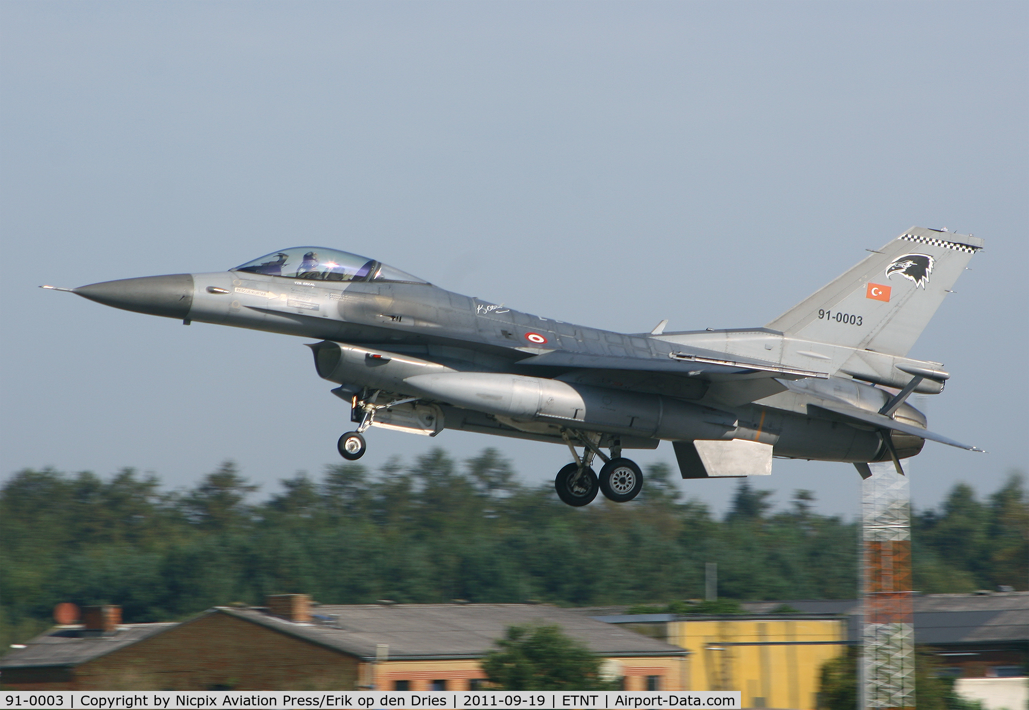 91-0003, 1991 TAI (Turkish Aerospace Industries) F-16C Fighting Falcon C/N 4R-83, F-16C 91-0003 returning from a Brilliant Arrow 2011  mission at Wittmund AB, Germany.
