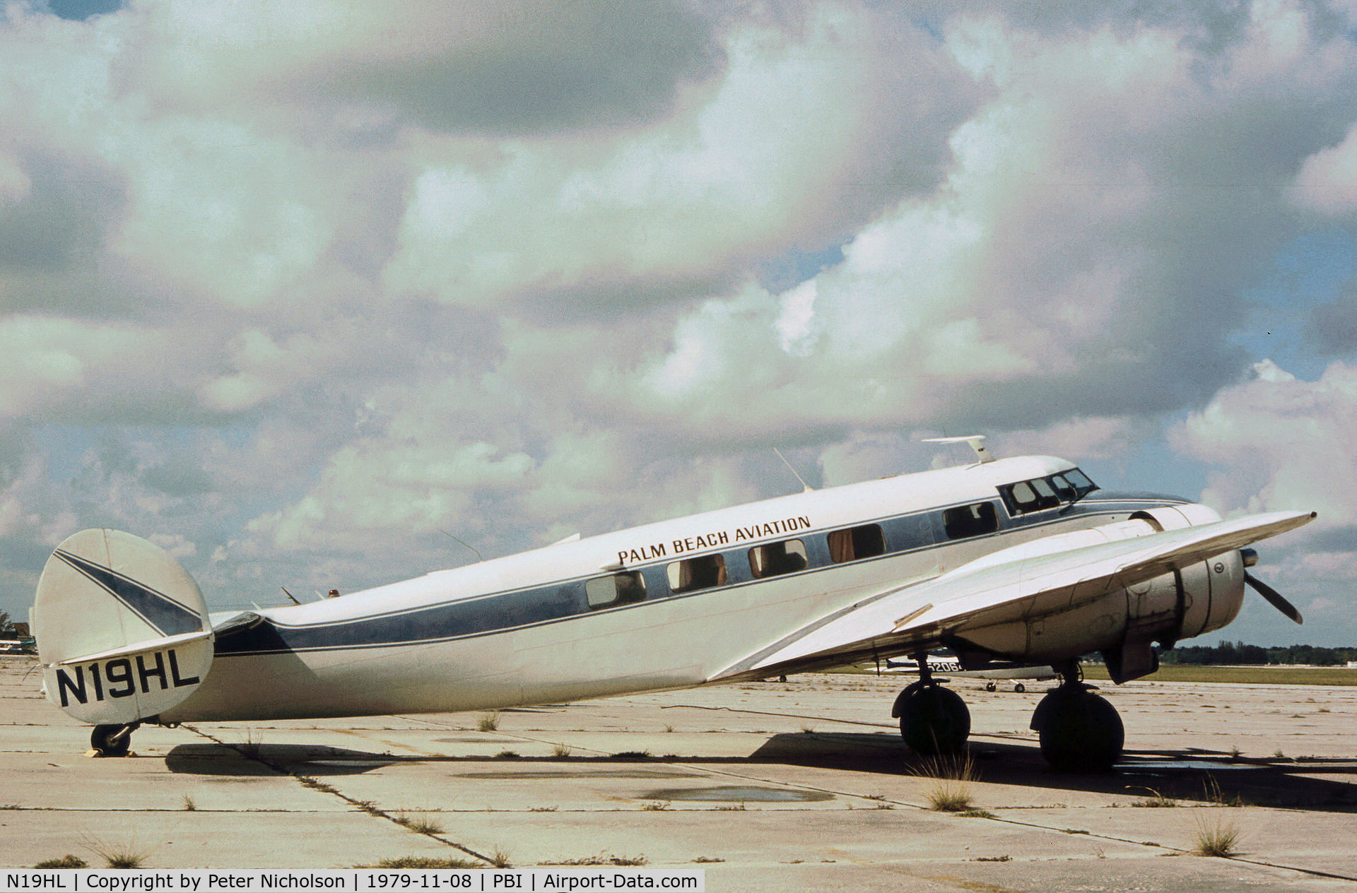N19HL, 1938 Lockheed Electra 10-A C/N 1130, Electra 10A of Palm Beach Aviation as seen at Palm Beach in November 1979.