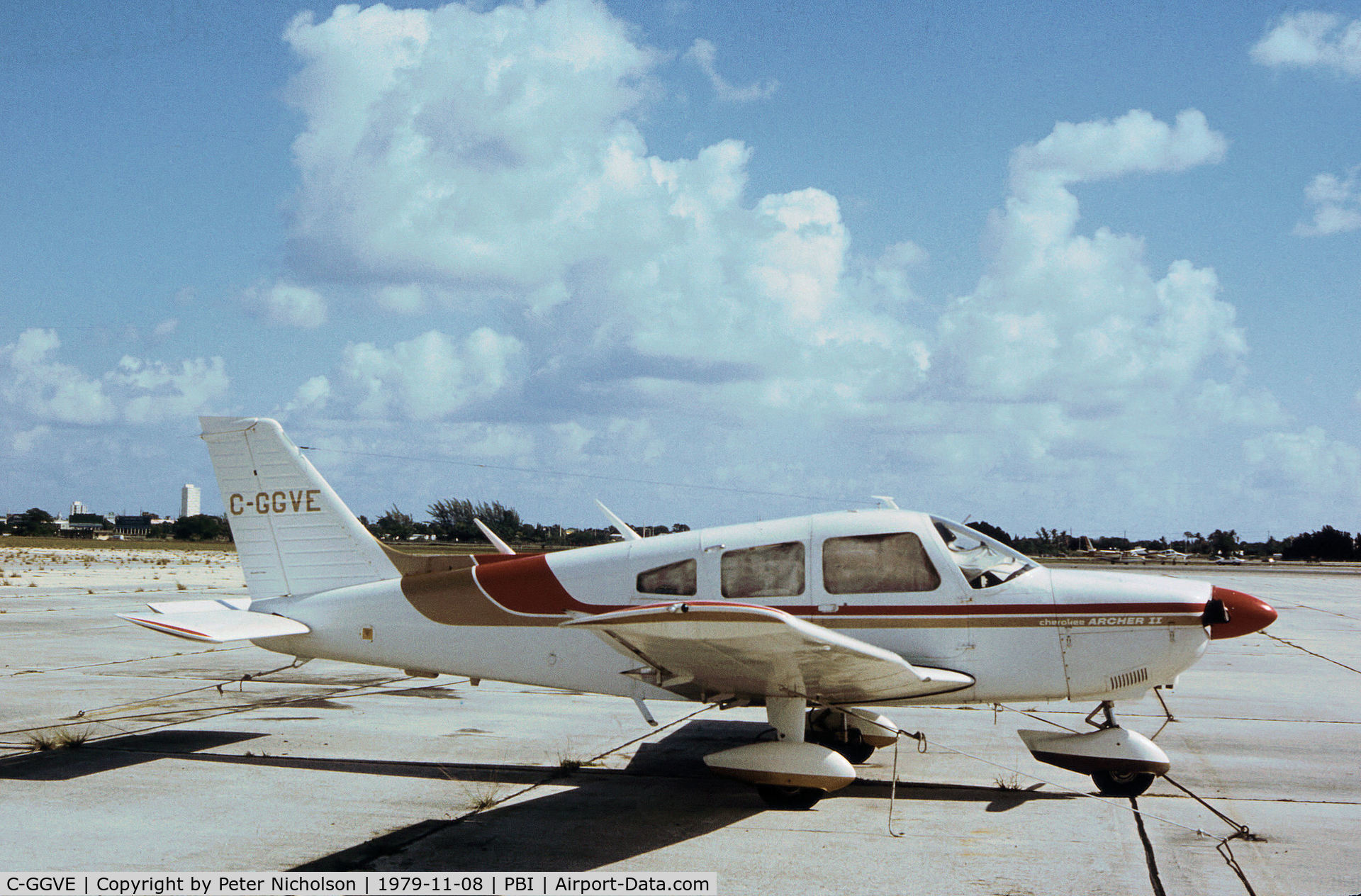 C-GGVE, 1976 Piper PA-28-181 Cherokee Archer II C/N 28-7690135, PA-28-181 Cherokee Archer II seen at Palm Beach in November 1979.