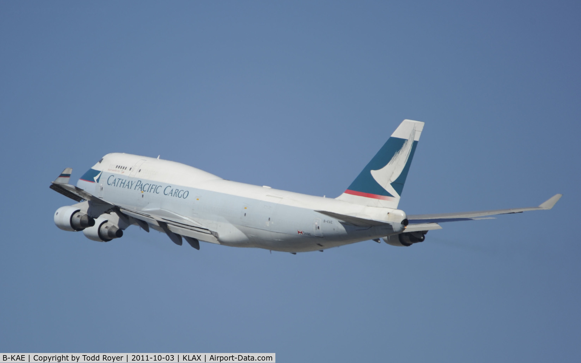 B-KAE, 1991 Boeing 747-412/BCF C/N 25068, Departing LAX